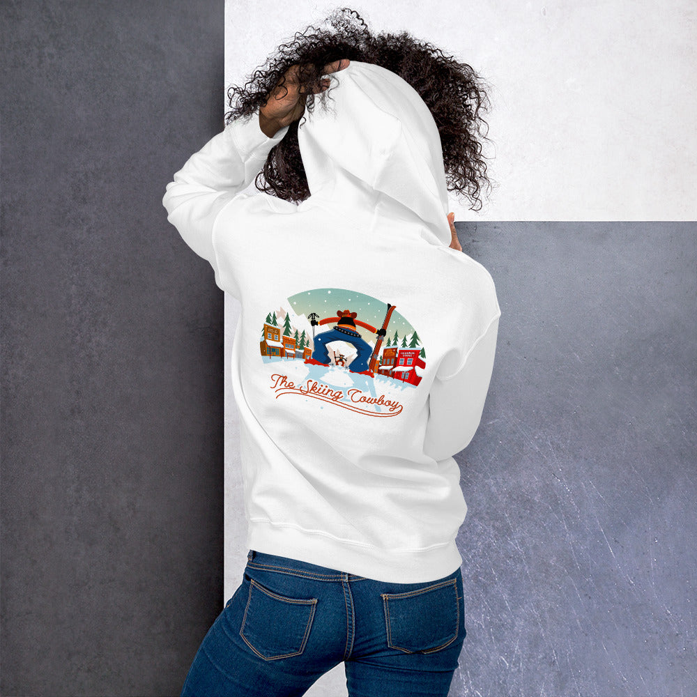 Unisex Hoodie Skiing Duel on light colors (front & back)