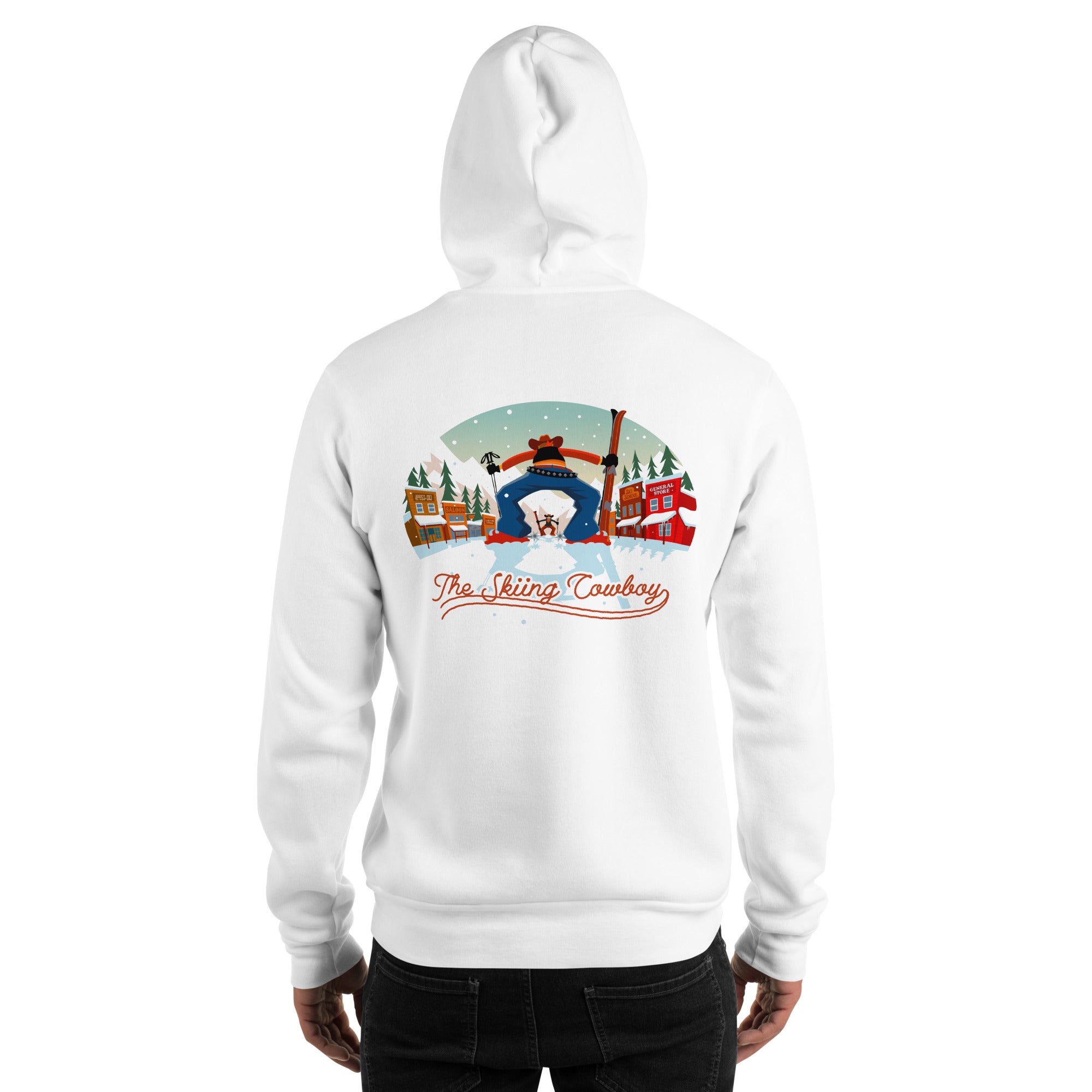 Unisex Hoodie Skiing Duel on light colors (front & back)