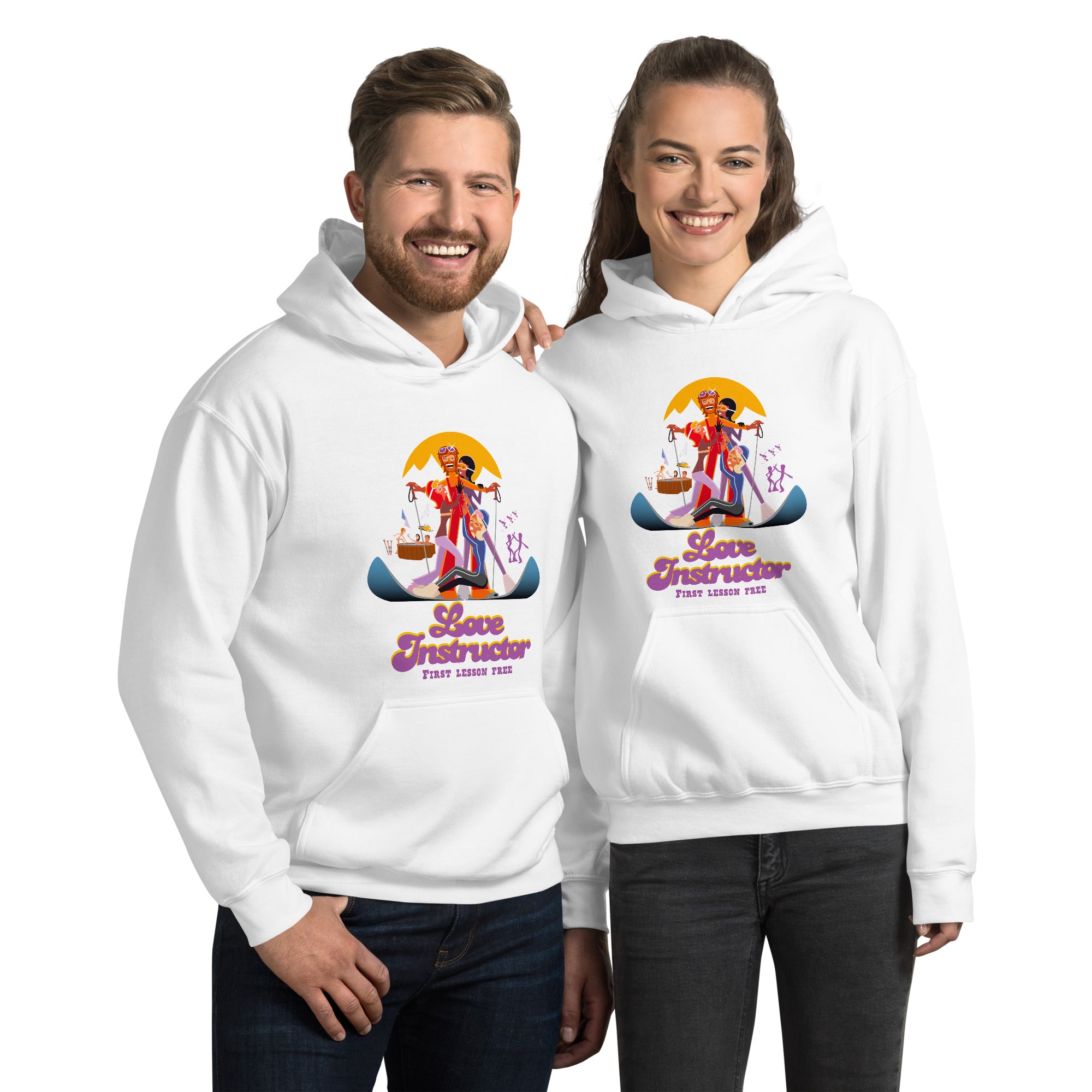 Sweat à capuche d'hiver unisexe Love Instructor First Lesson free sur couleurs claires