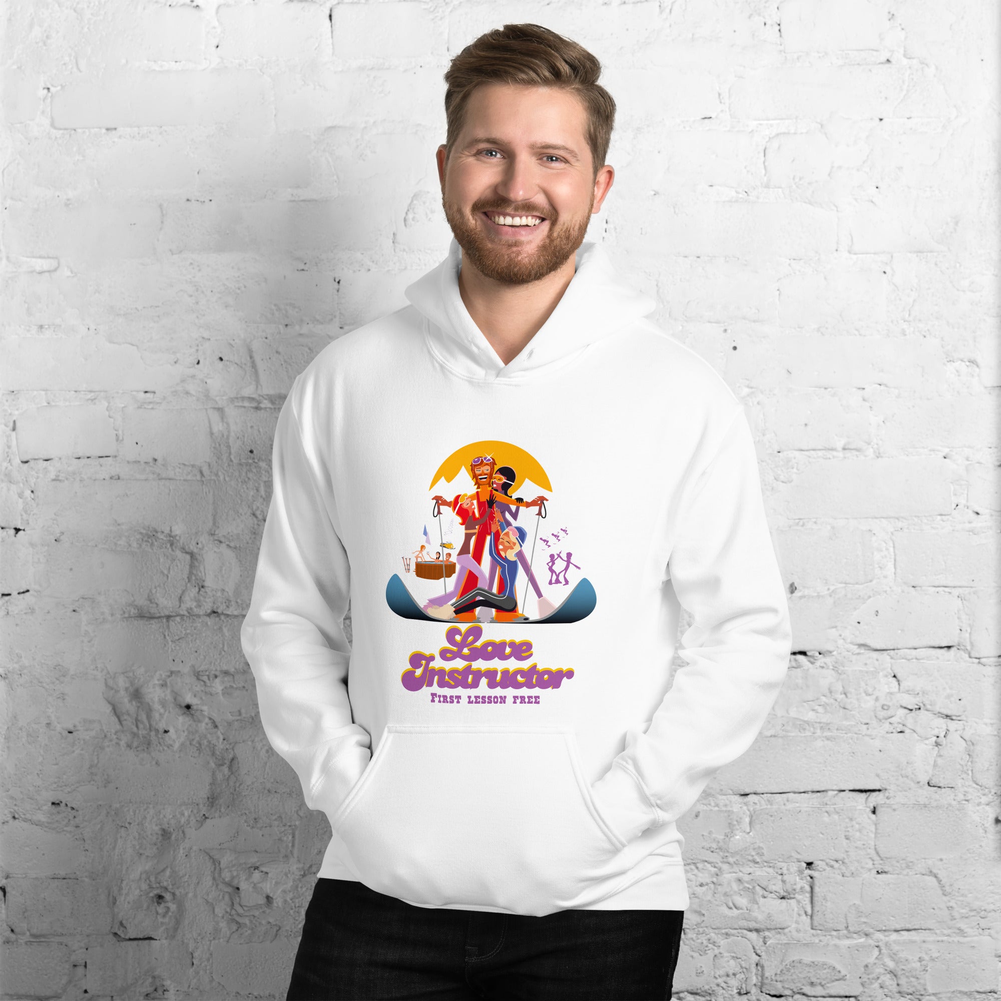 Sweat à capuche d'hiver unisexe Love Instructor First Lesson free sur couleurs claires