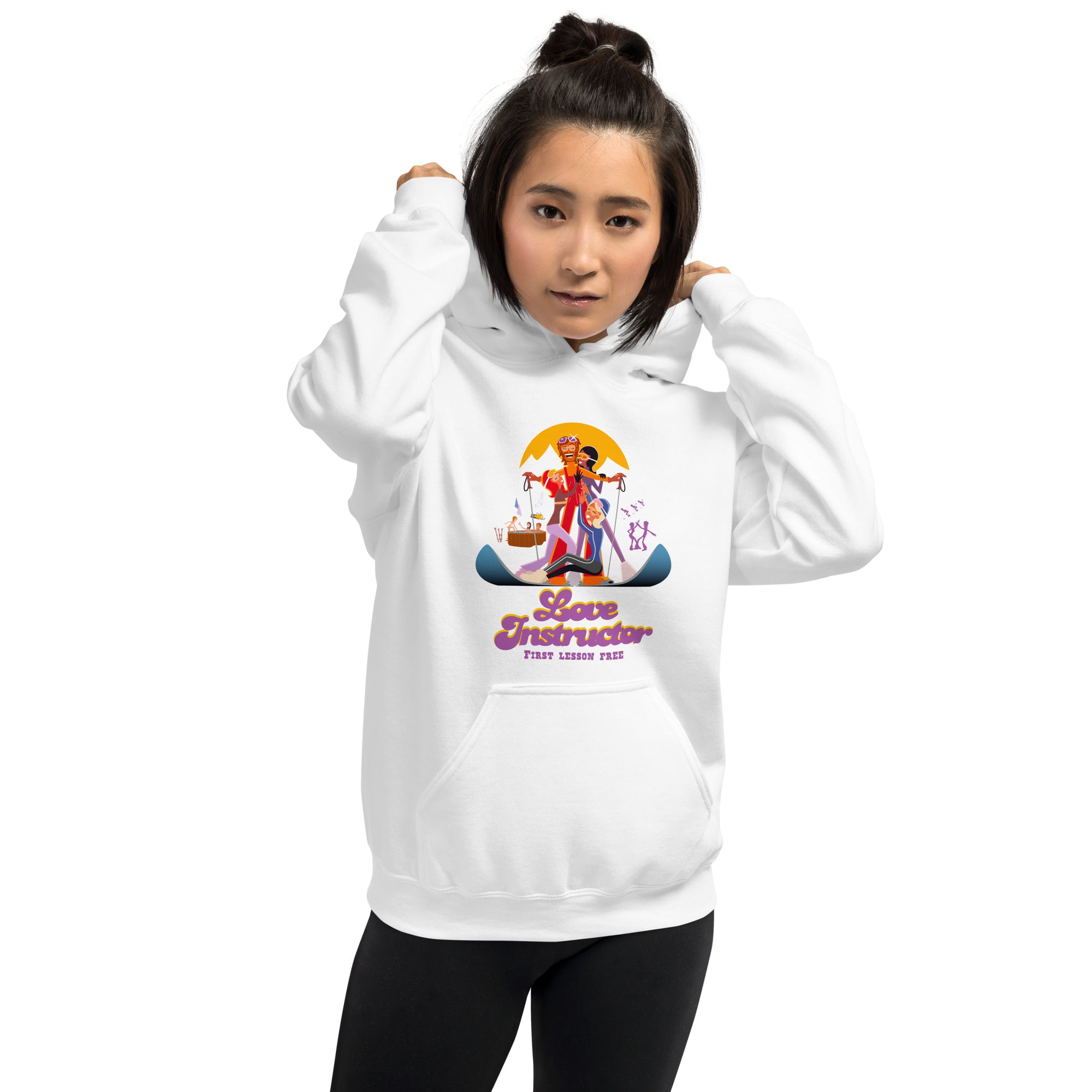 Sweat à capuche d'hiver unisexe Love Instructor First Lesson free sur couleurs claires