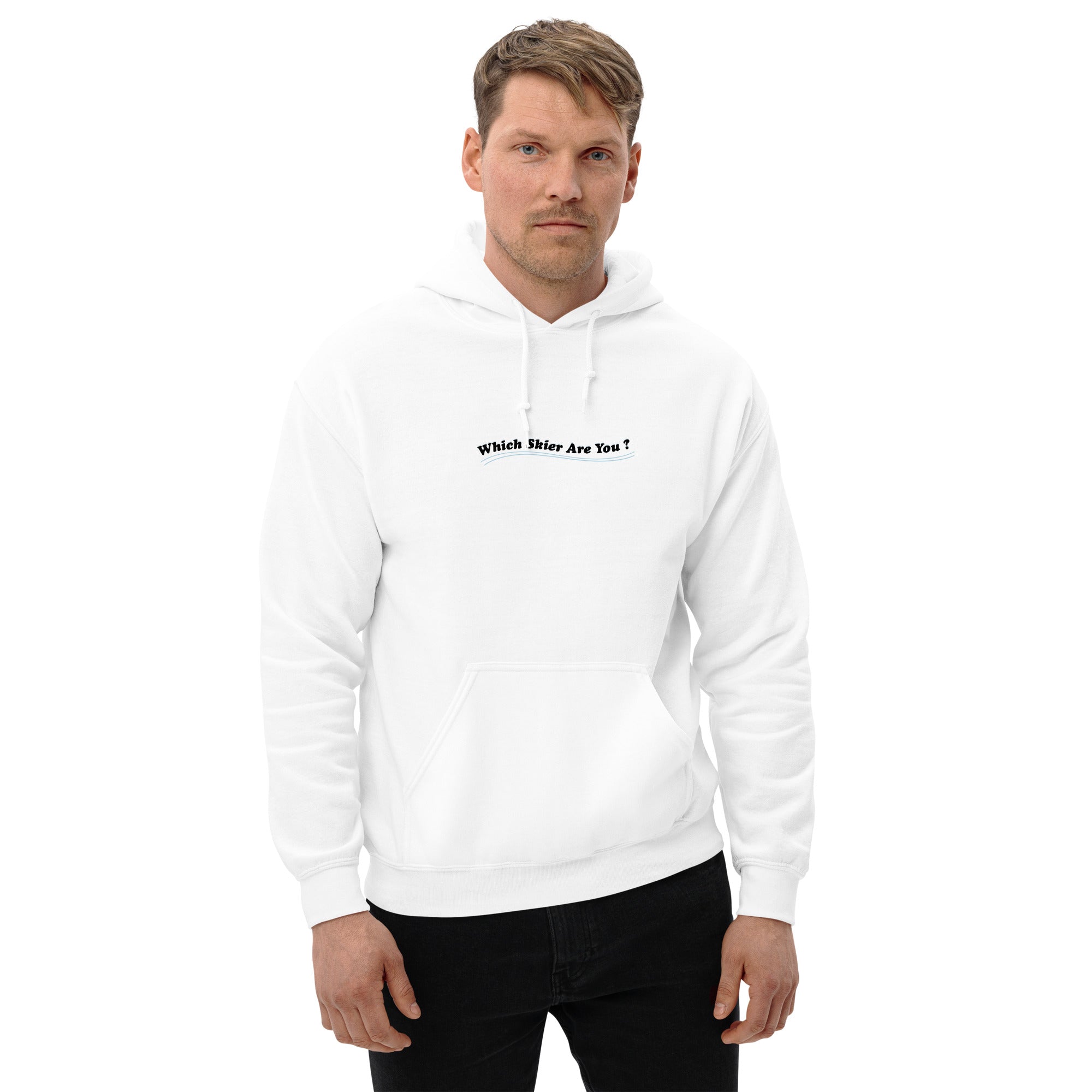 Unisex Hoodie Which skier are you? Love Instructor First Lesson free on light colors (front & back)