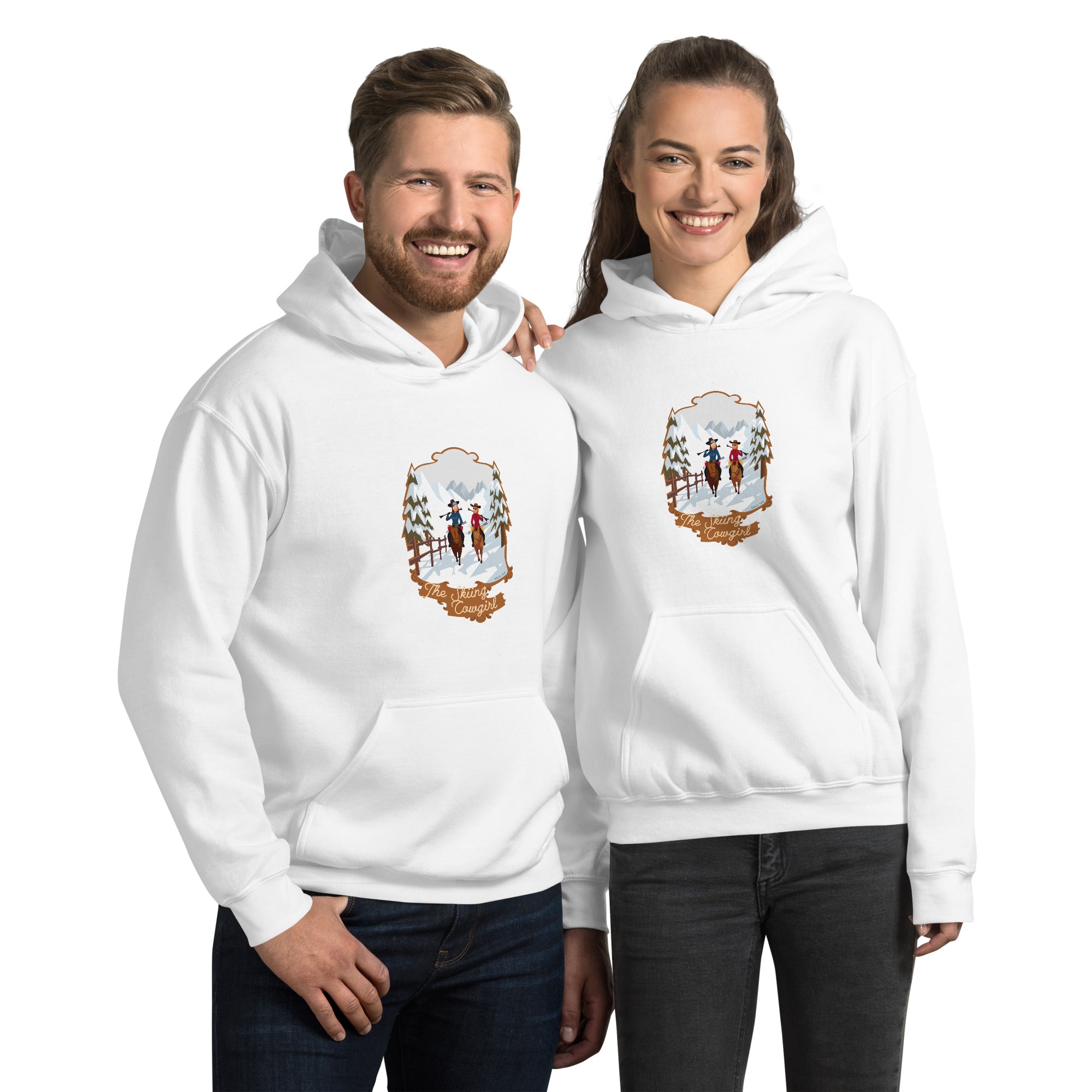 Unisex Hoodie The Skiing Cowgirl on light colors