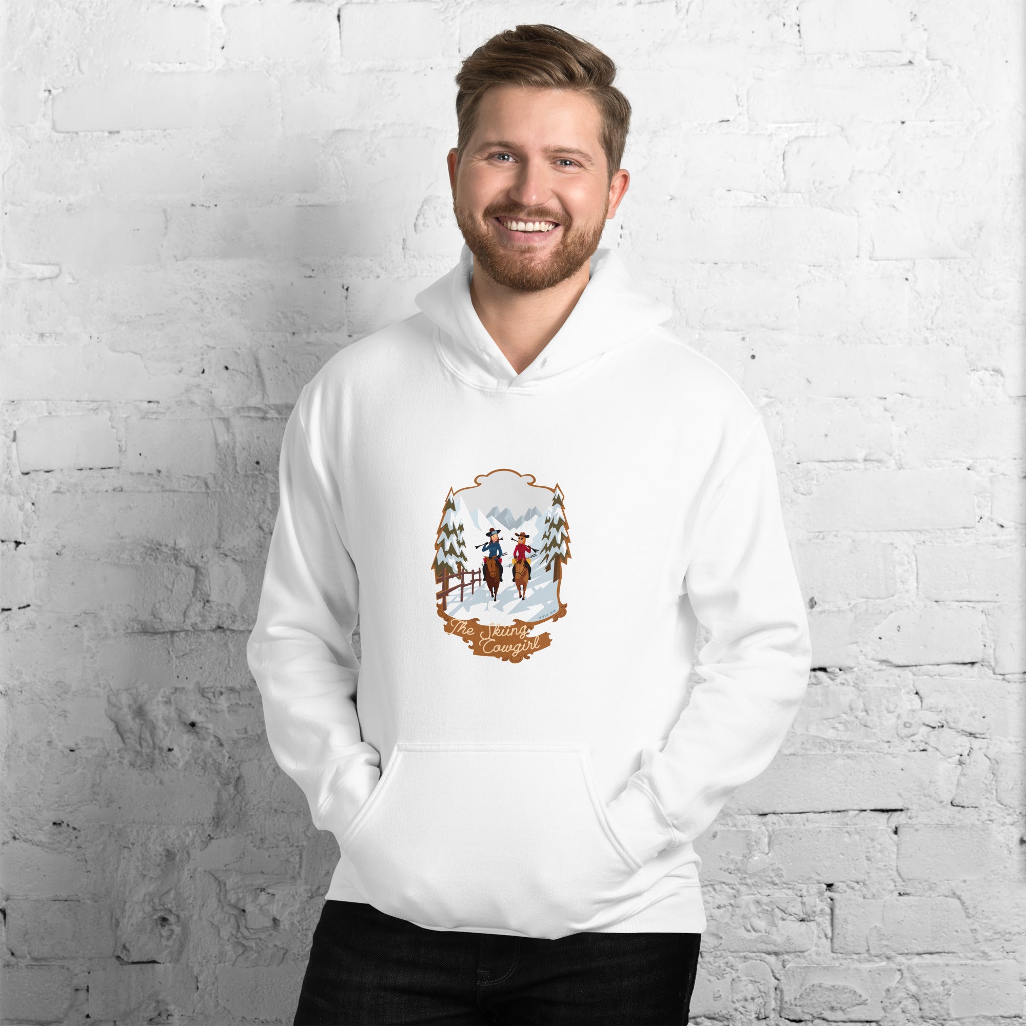 Unisex Hoodie The Skiing Cowgirl on light colors