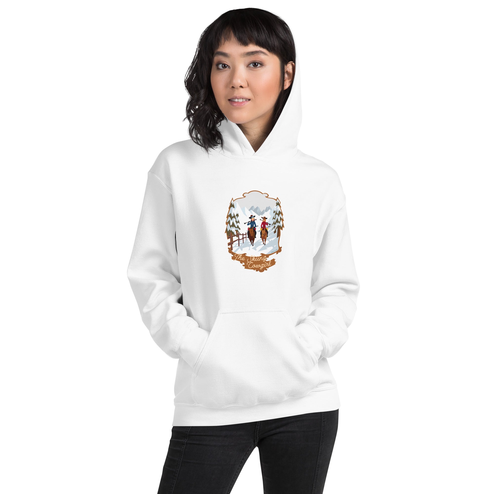 Unisex Hoodie The Skiing Cowgirl on light colors