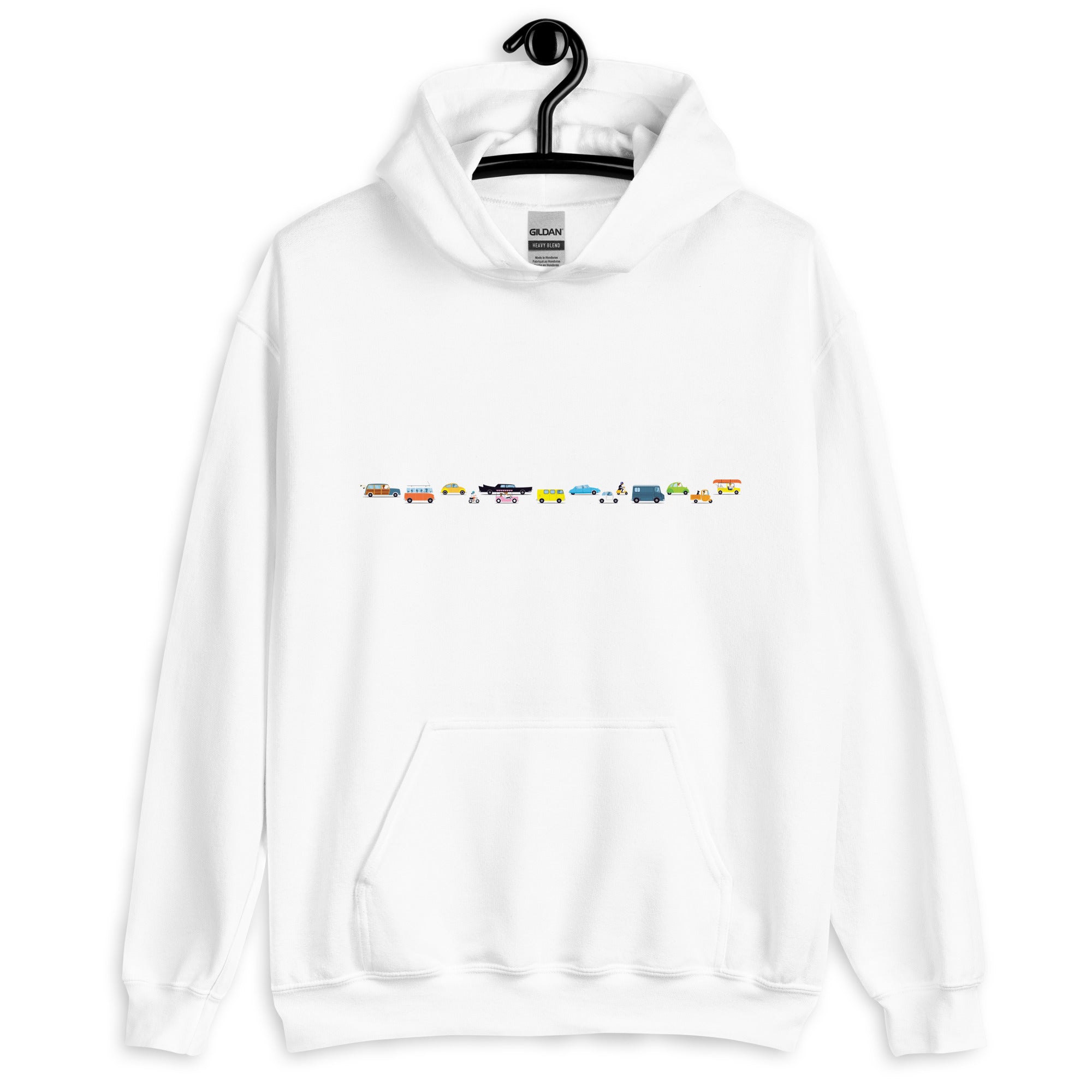 Sweat à capuche d'hiver unisexe Vintage Cars Traffic Jam sur couleurs claires