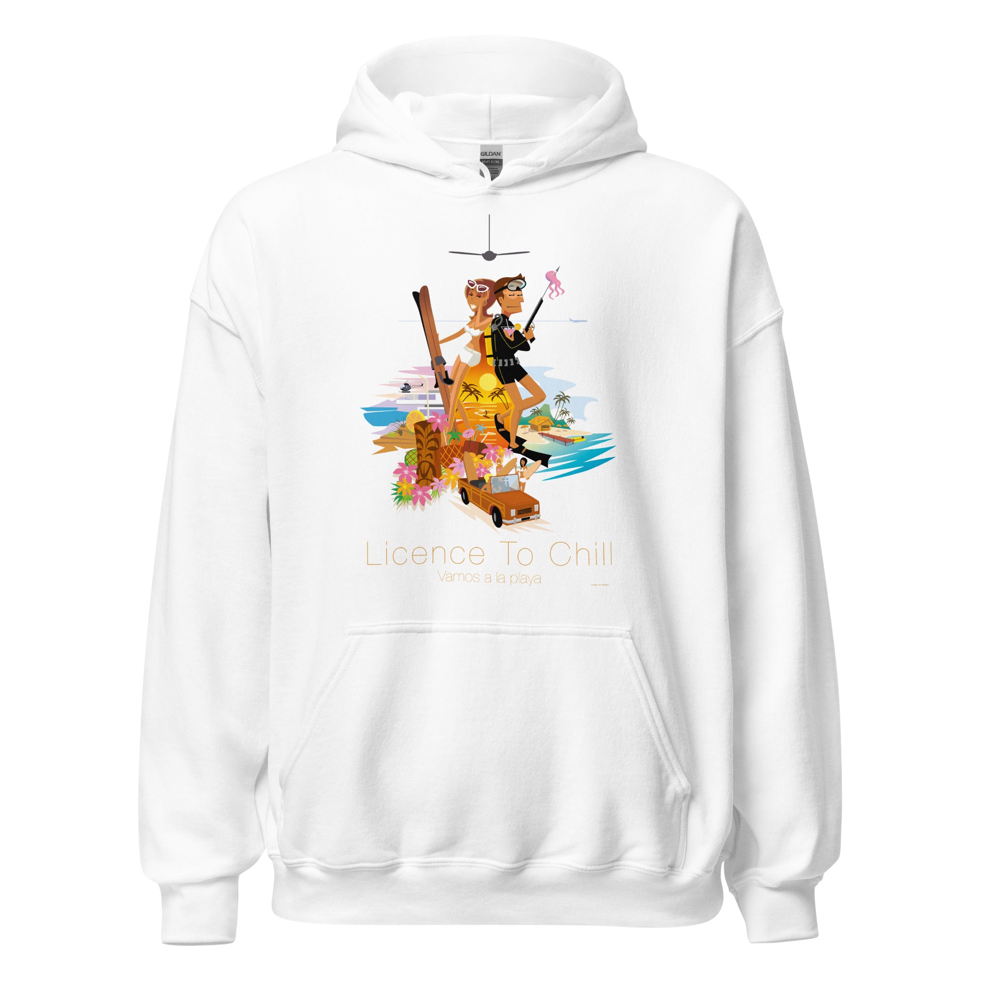 Unisex Hoodie License to Chill Vamos a la Playa on light colors