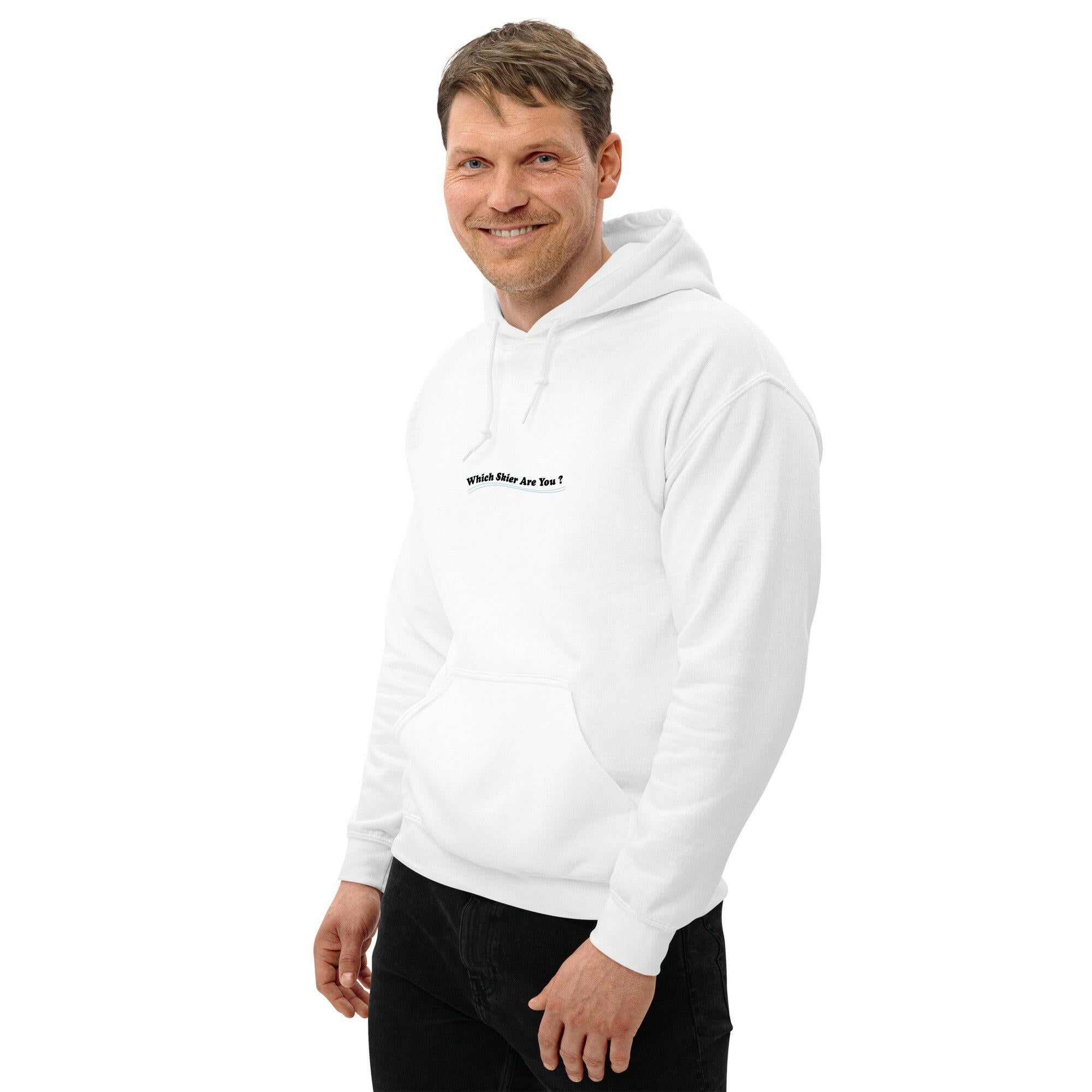 Unisex Hoodie Which skier are you? Ski Racer (front & back) on light colors