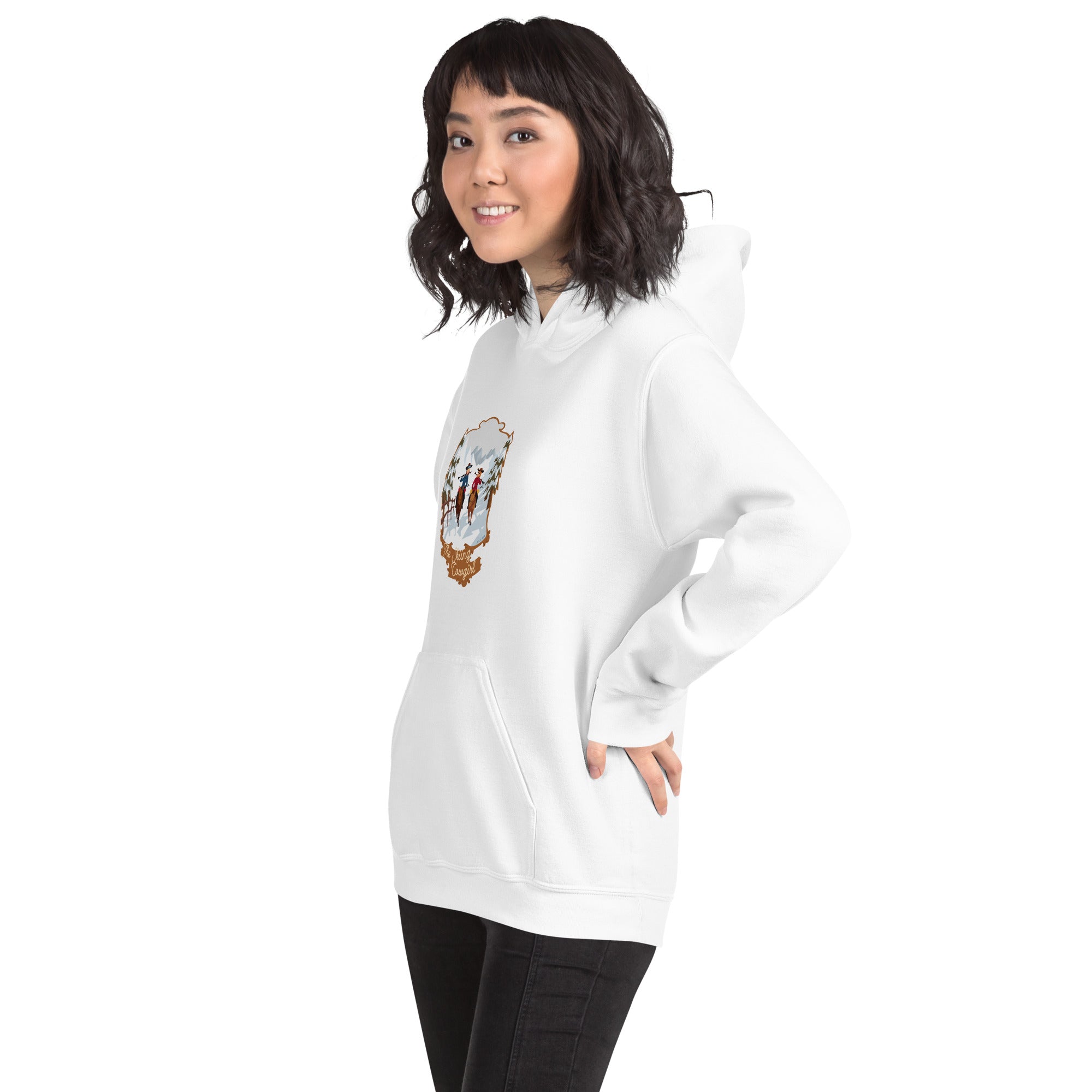 Unisex Hoodie The Skiing Cowgirl on light colors