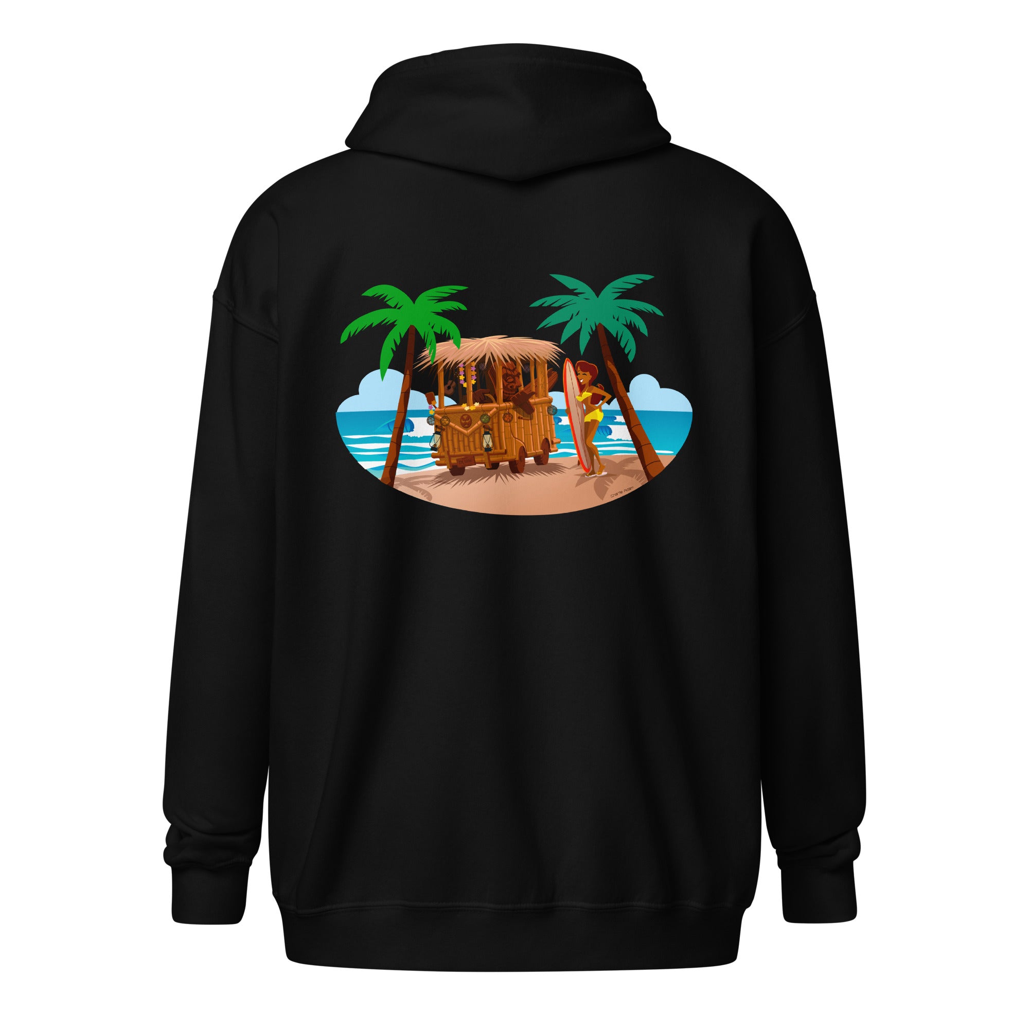 Unisex heavy blend zip hoodie Tiki Kombi (front & back)