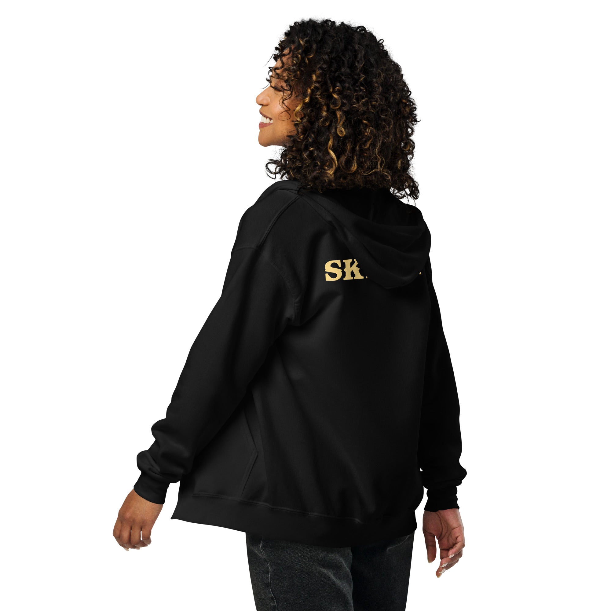 Unisex heavy blend zip hoodie Ski Bum light text (front & back)