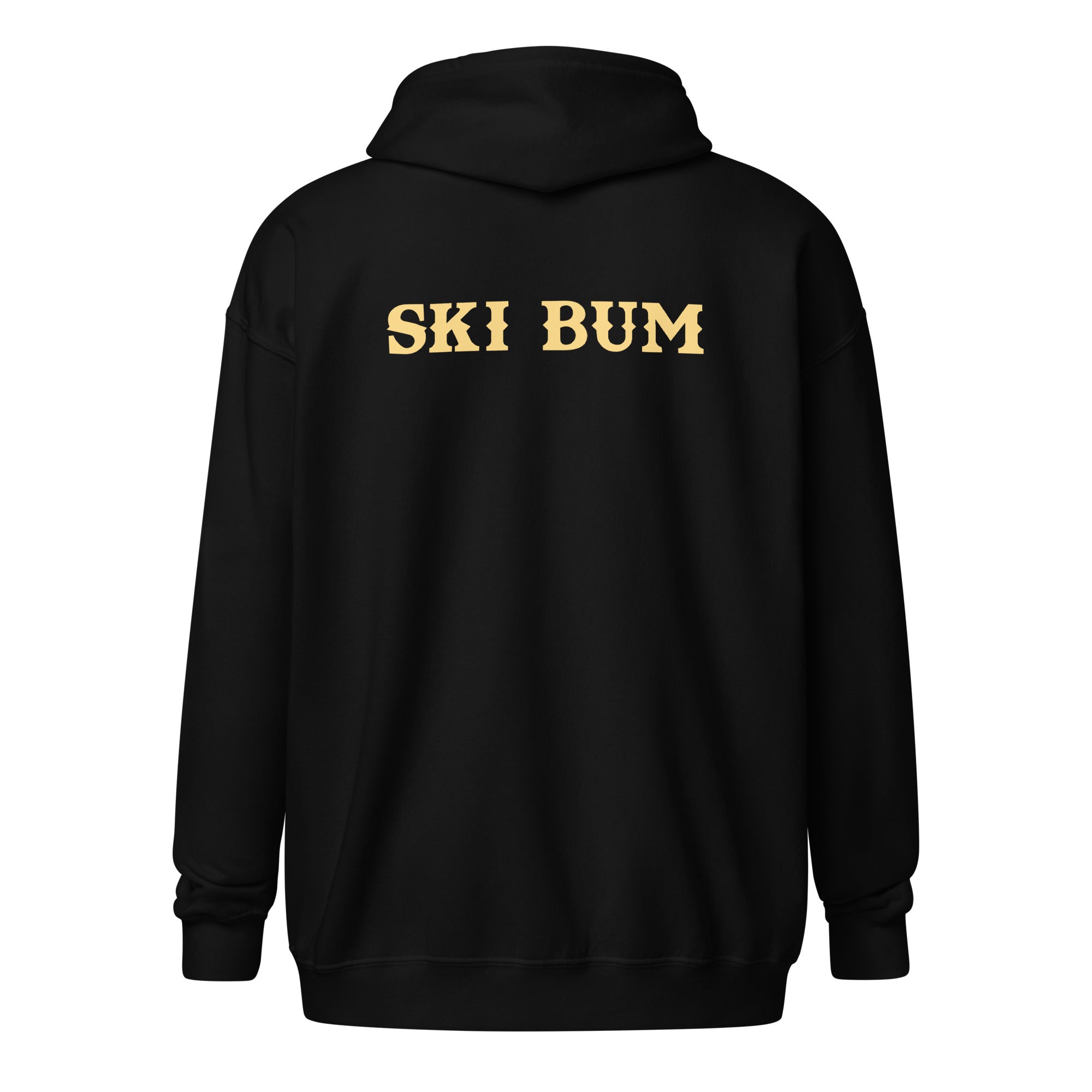 Unisex heavy blend zip hoodie Ski Bum light text (front & back)