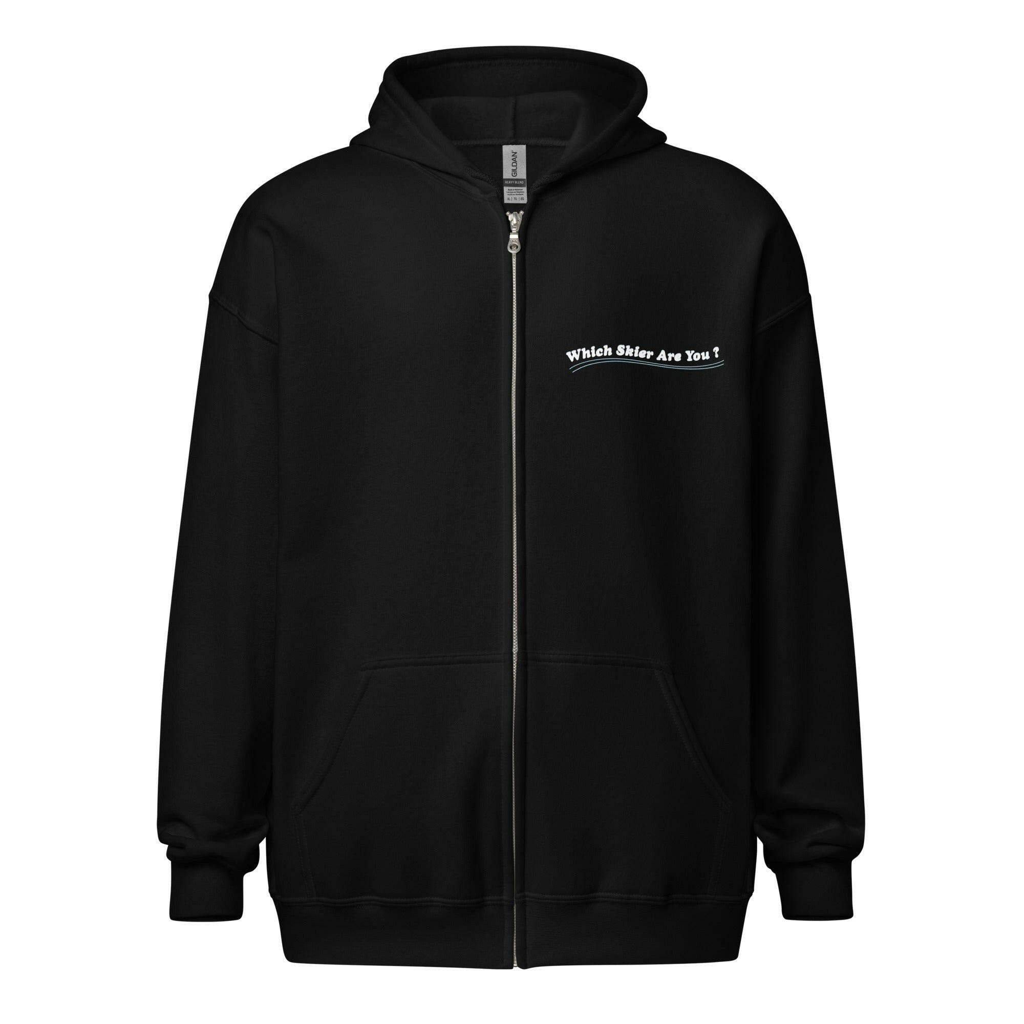 Unisex heavy blend zip hoodie Which skier are you? Speed Skier on dark colors (front & back)