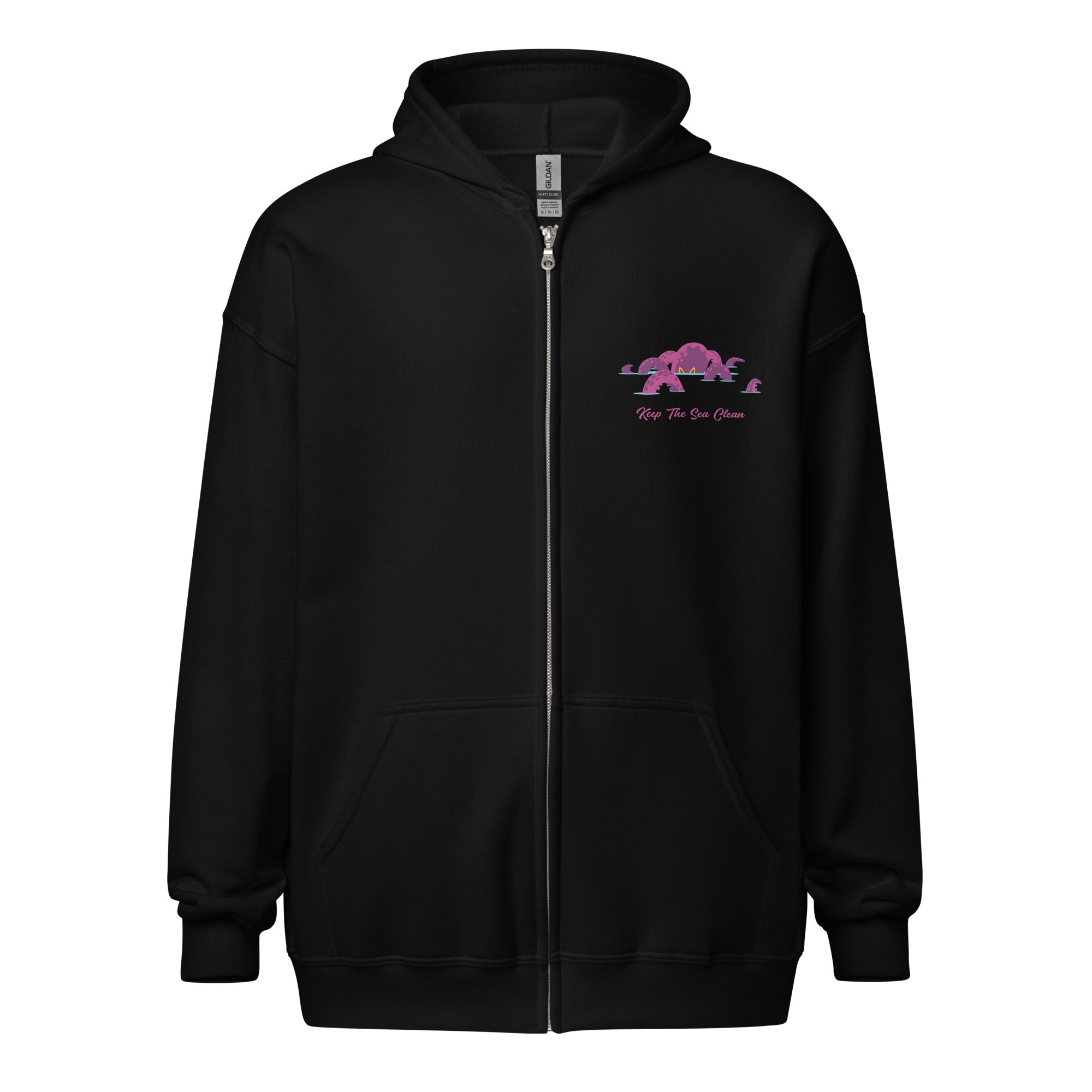 Unisex heavy blend zip hoodie Octopus Purple (front & back)