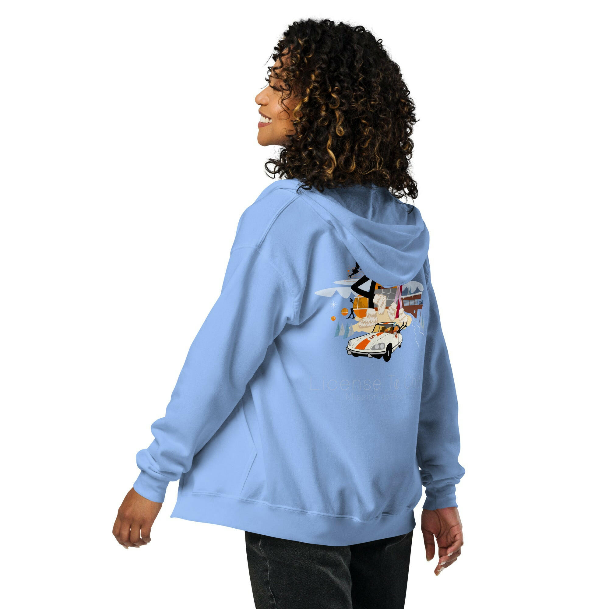 Unisex heavy blend zip hoodie License To Chill Mission Après-Ski (Front & Back)