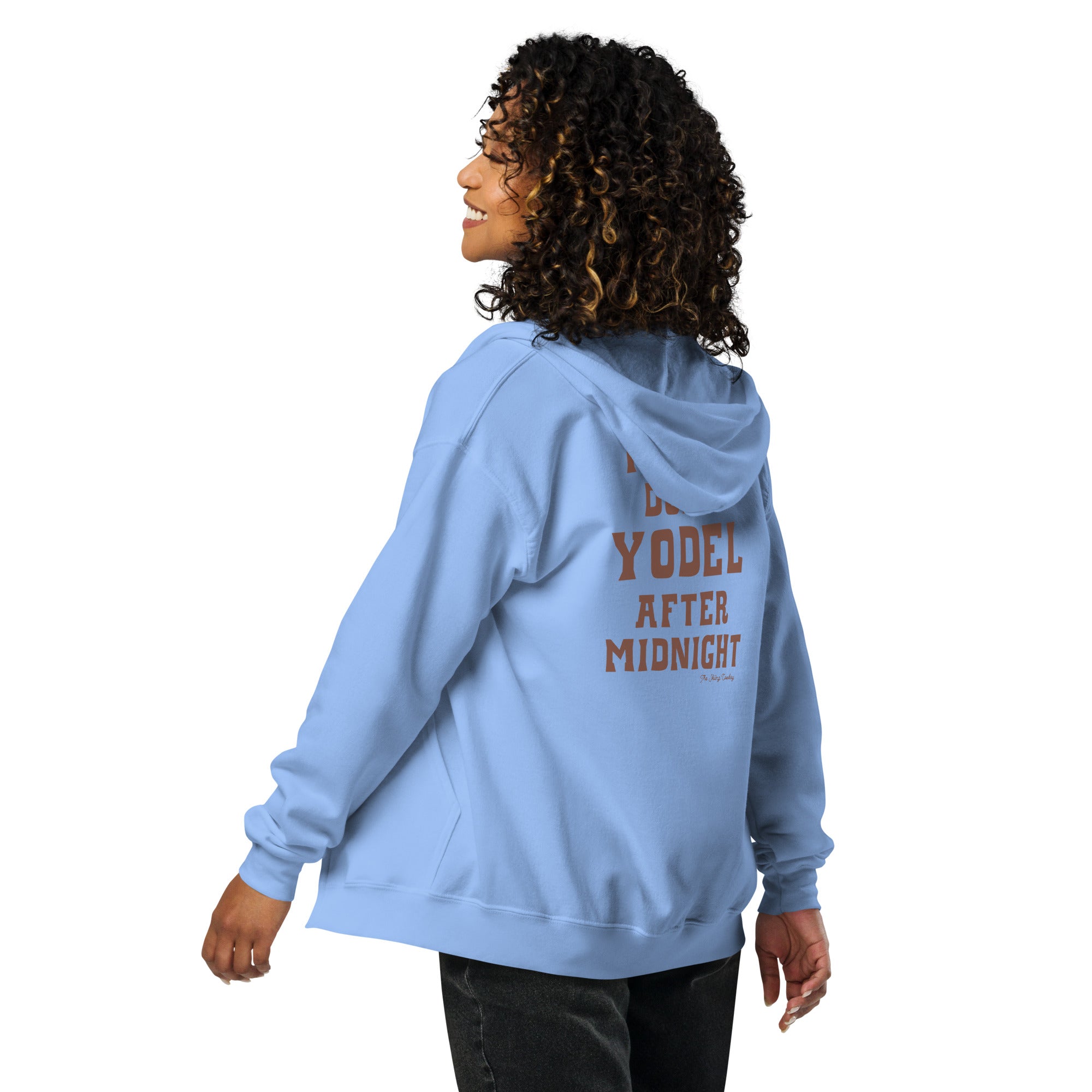 Unisex heavy blend zip hoodie Don't Yodel After Midnight dark text