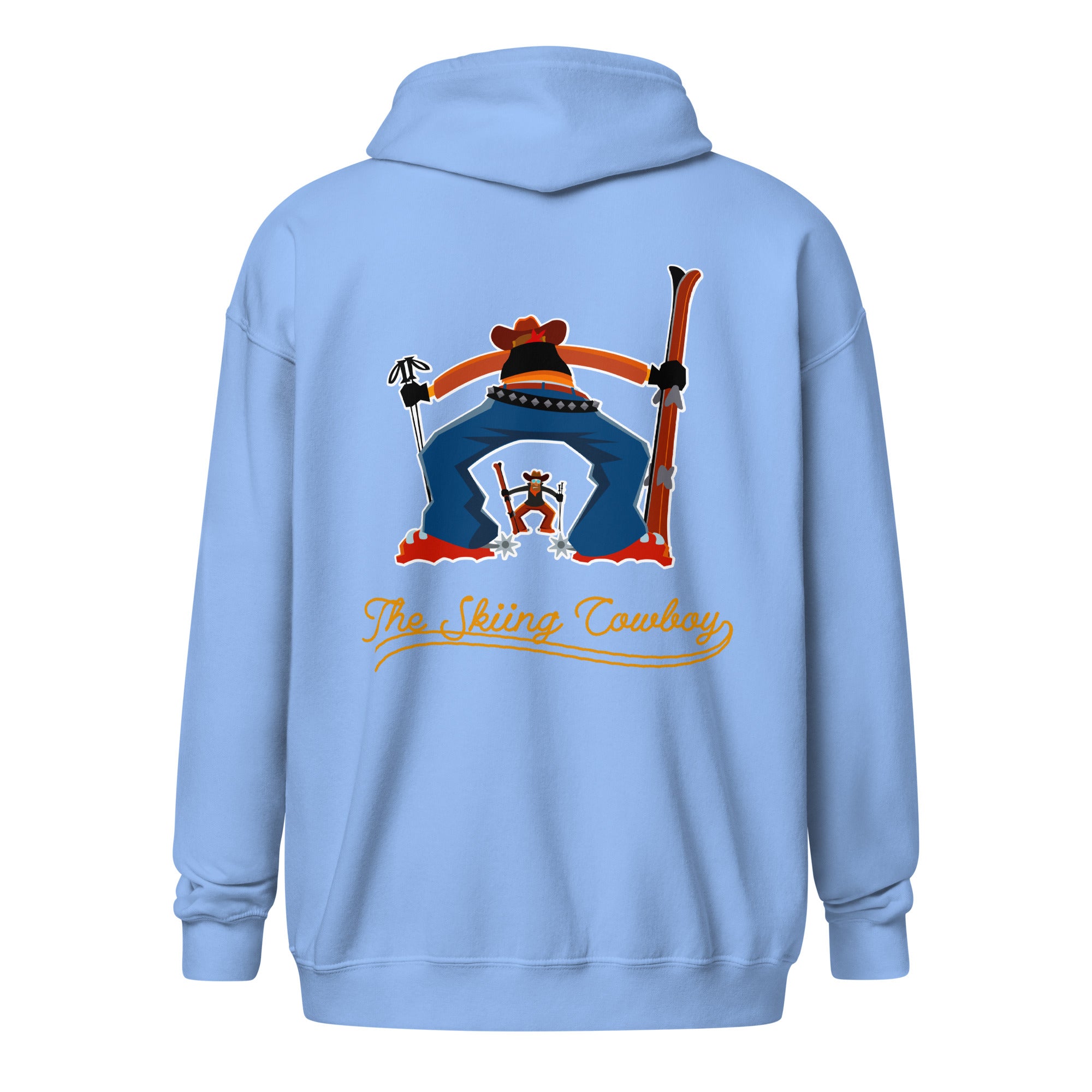 Unisex heavy blend zip hoodie Skiing Cowboy & Ski Duel Outline (front & back)