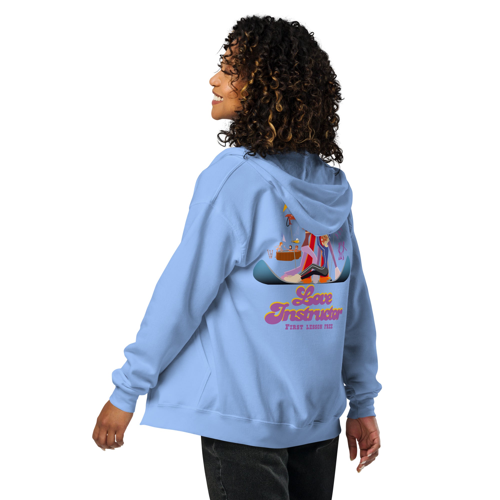 Unisex heavy blend zip hoodie Which skier are you? Love Instructor First Lesson free on light colors (front & back)