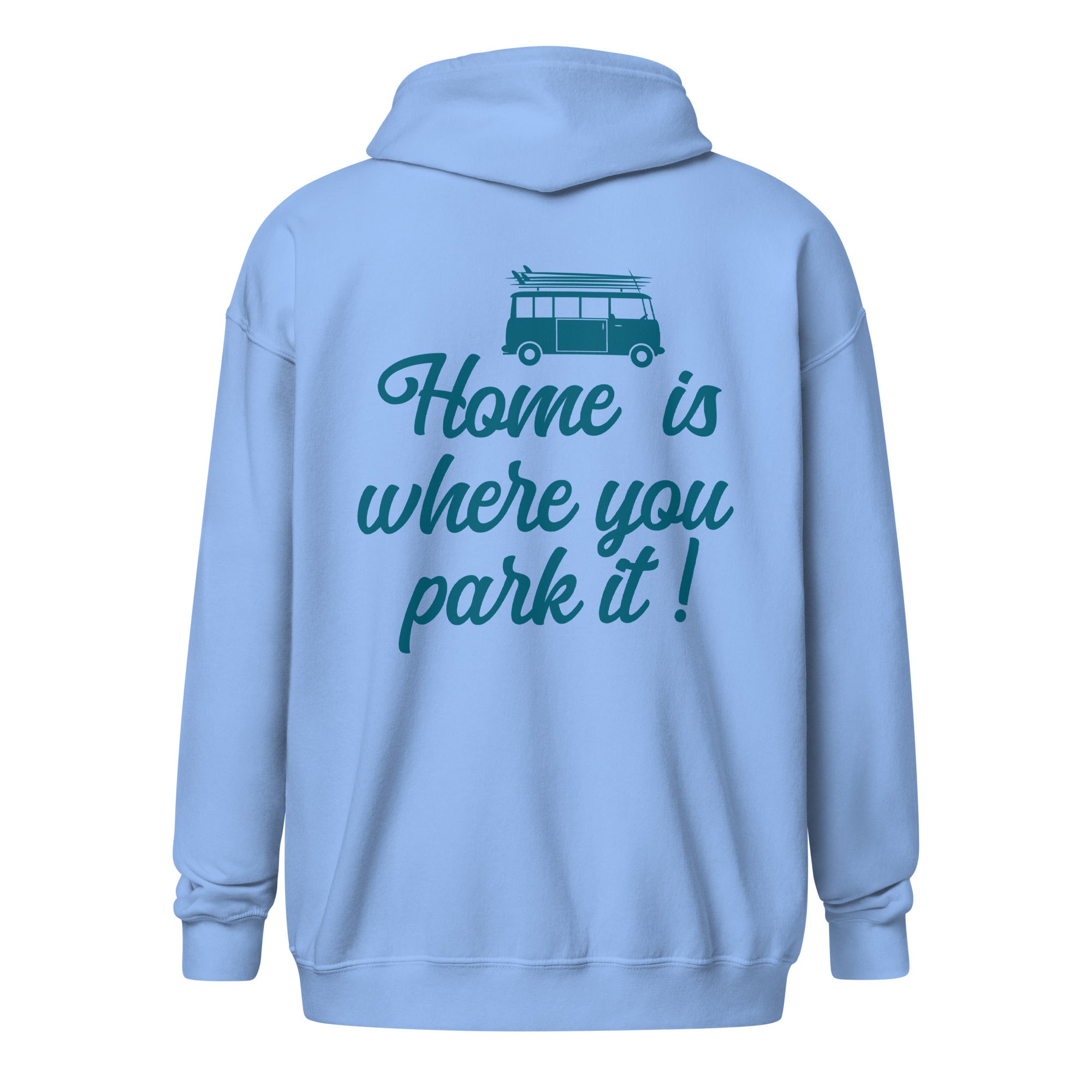 Unisex heavy blend zip hoodie Blue Surf Combi Home is where you park it