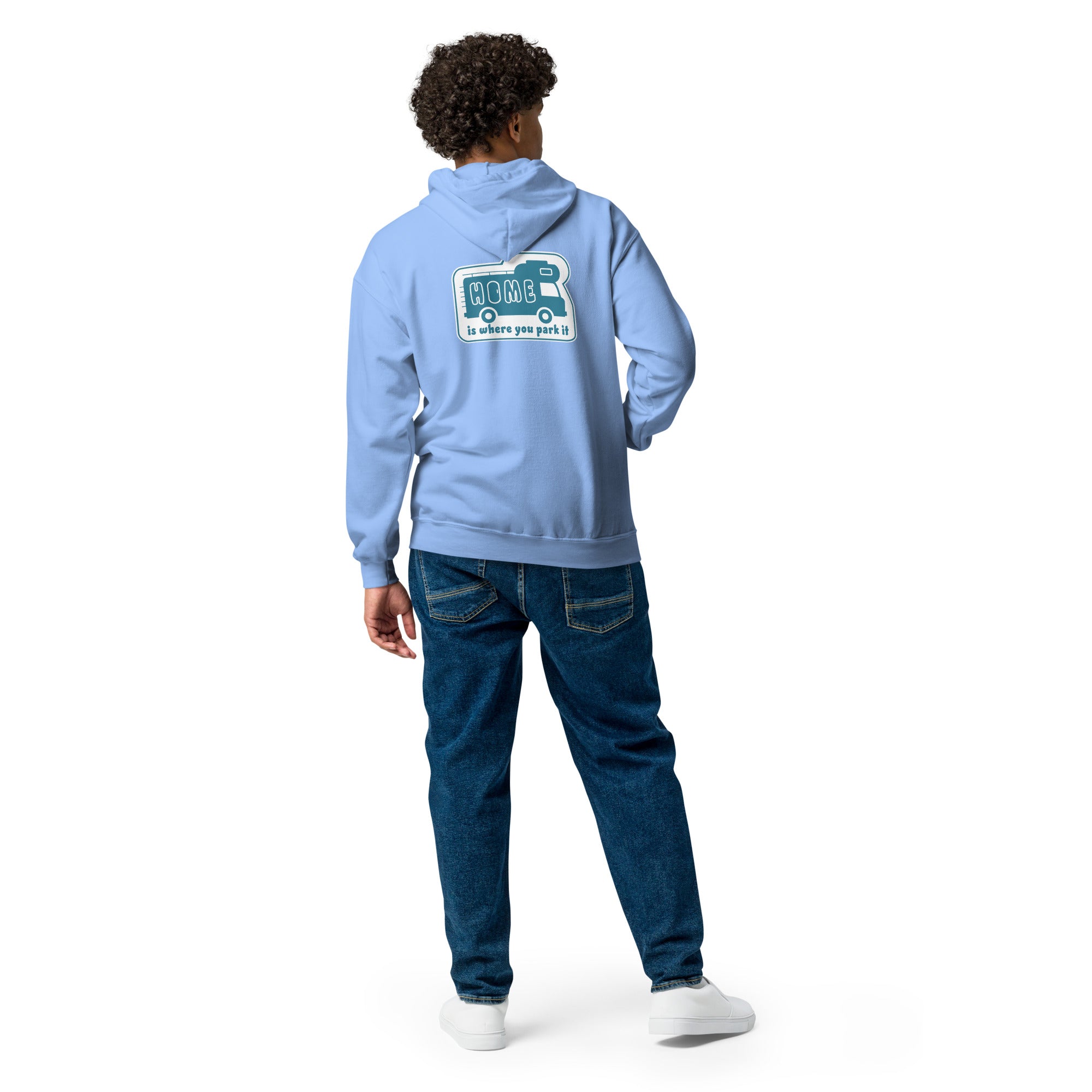 Unisex heavy blend zip hoodie Blue Camper Van Home is where you park it