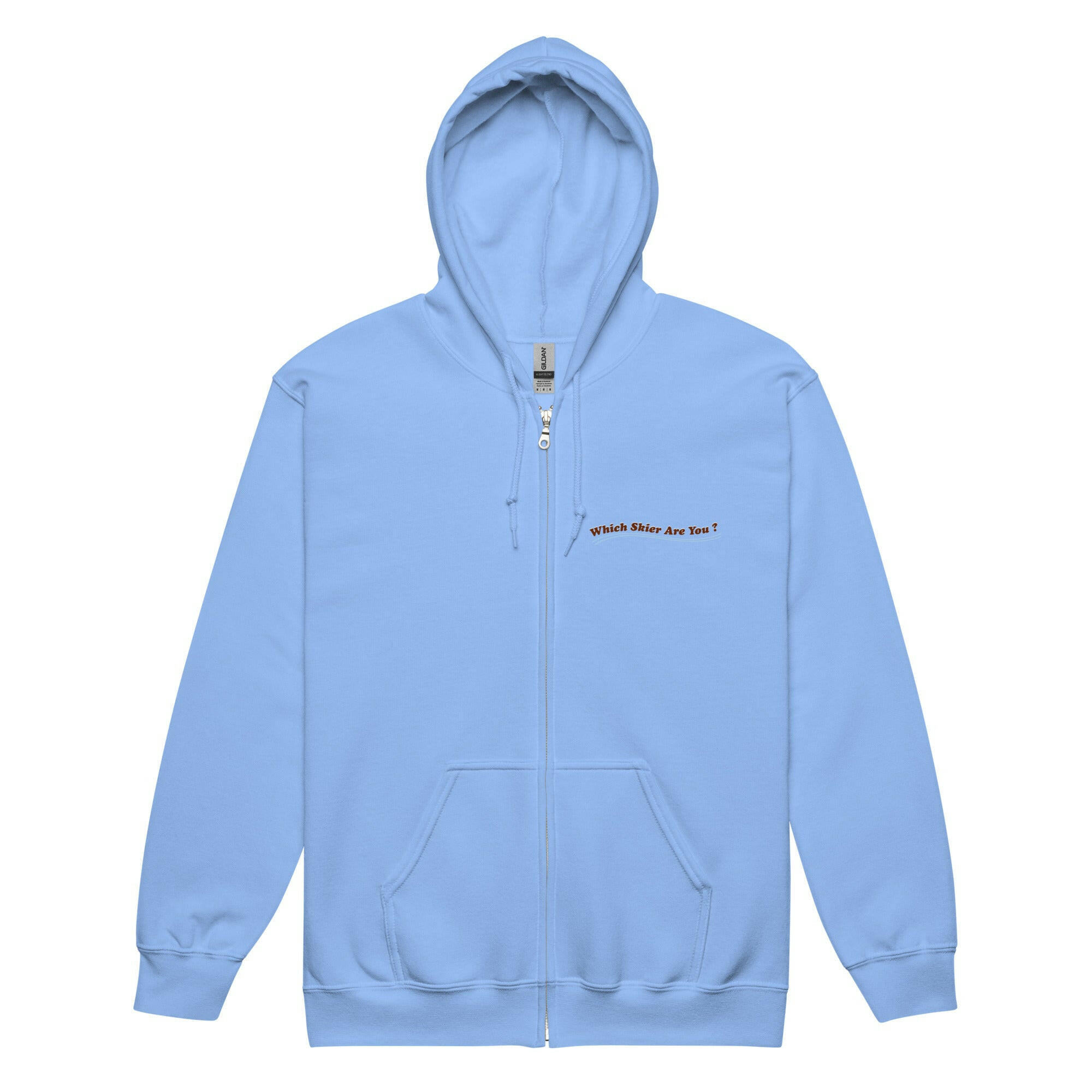 Unisex heavy blend zip hoodie Which skier are you? Speed Skier on light colors (front & back)