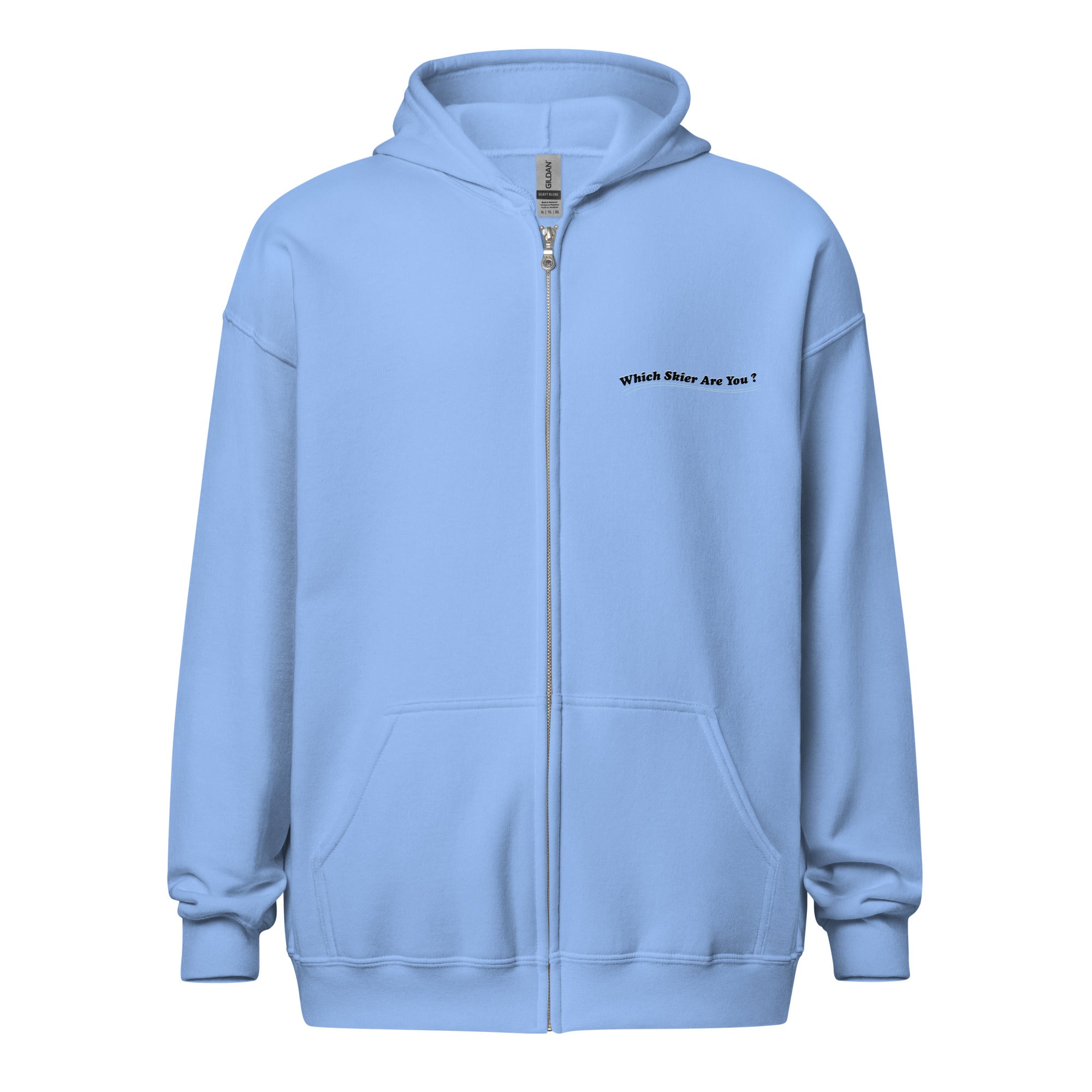 Unisex heavy blend zip hoodie Which skier are you? Love Instructor First Lesson free on light colors (front & back)