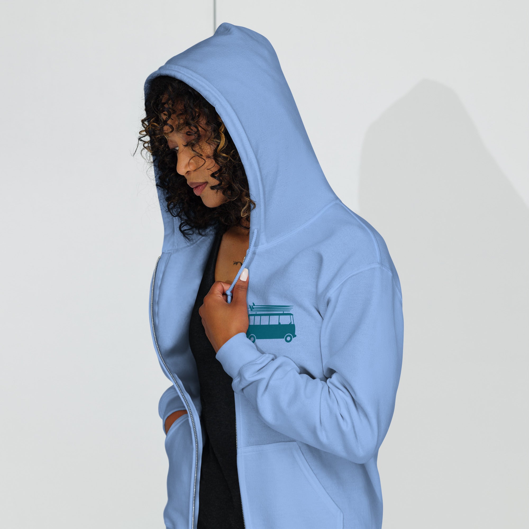 Unisex heavy blend zip hoodie Blue Surf Combi Home is where you park it