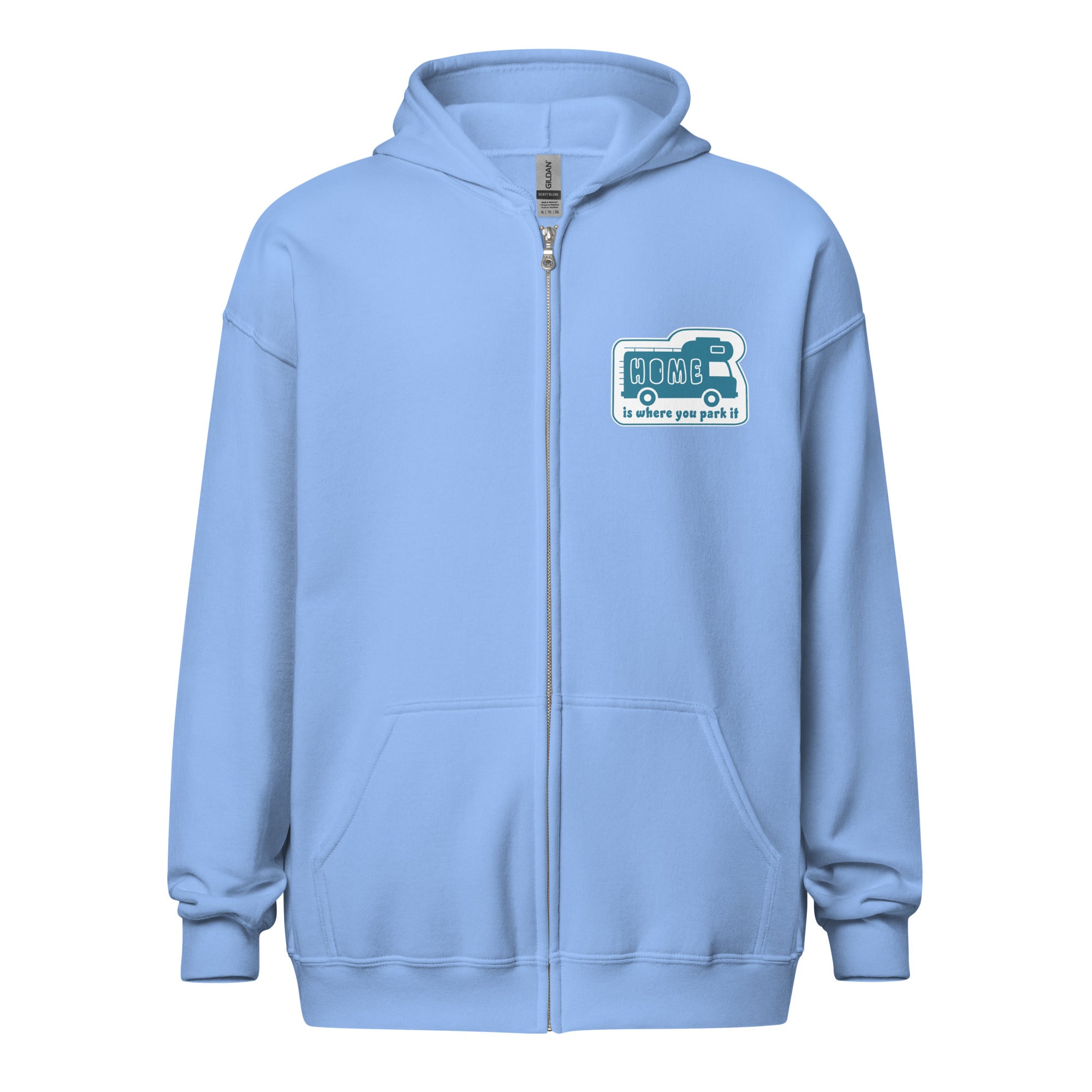 Sweat à capuche épais unisexe à fermeture éclair Blue Camper Van Home is where you park it