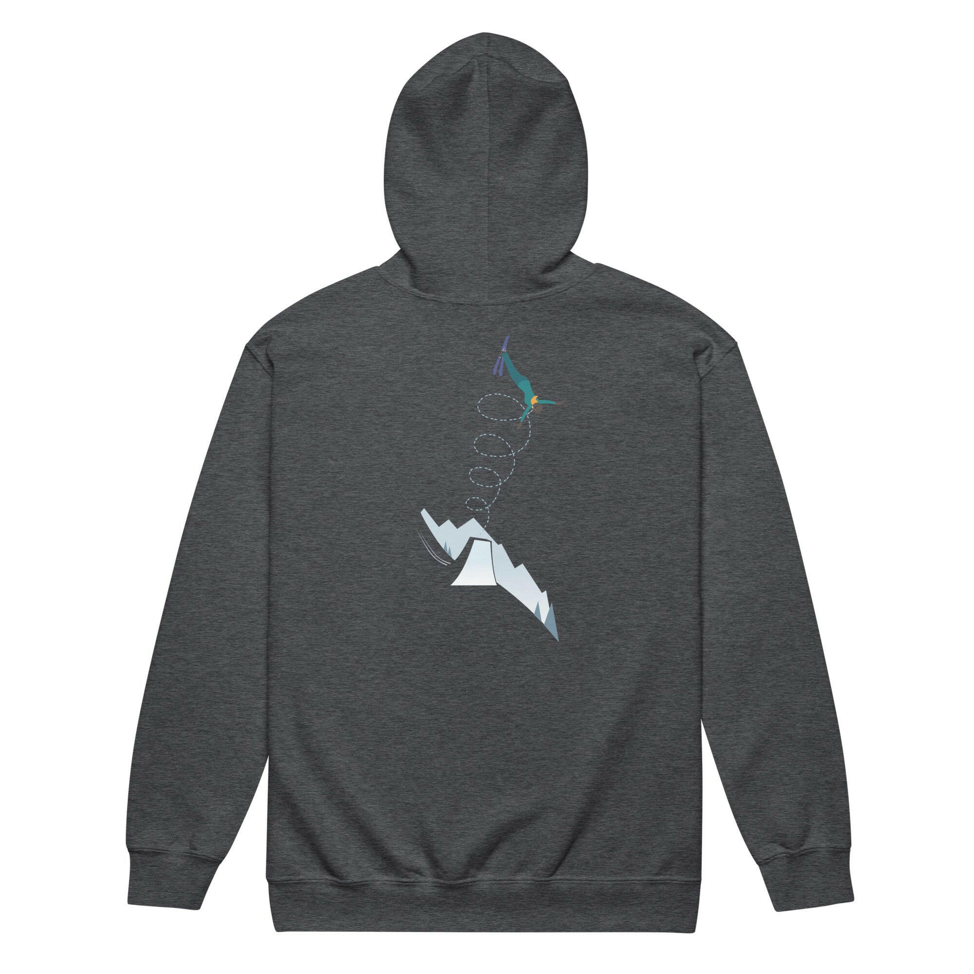 Unisex heavy blend zip hoodie Which skier are you? Acrobatic skier on dark colors (front & back)