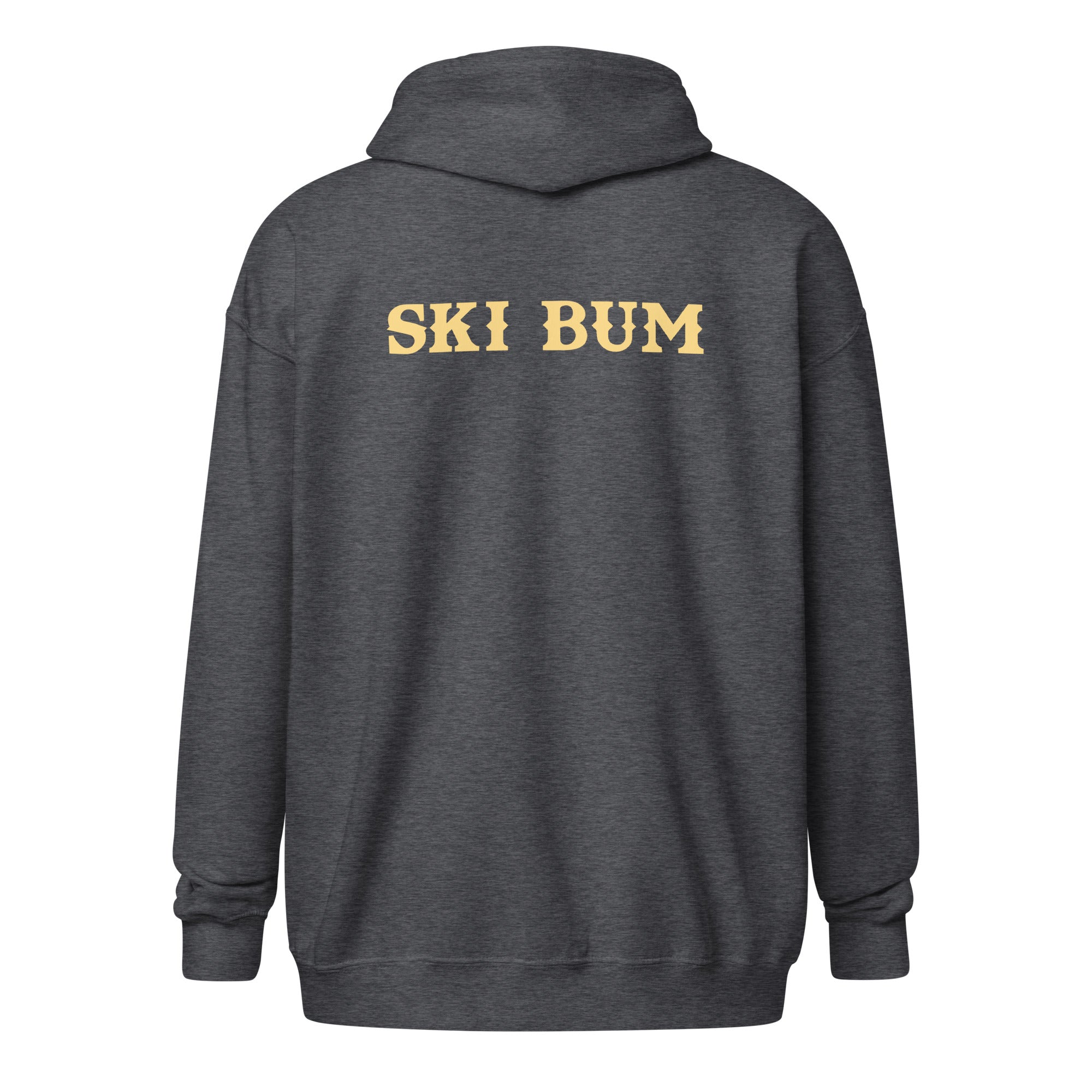 Unisex heavy blend zip hoodie Ski Bum light text (front & back)