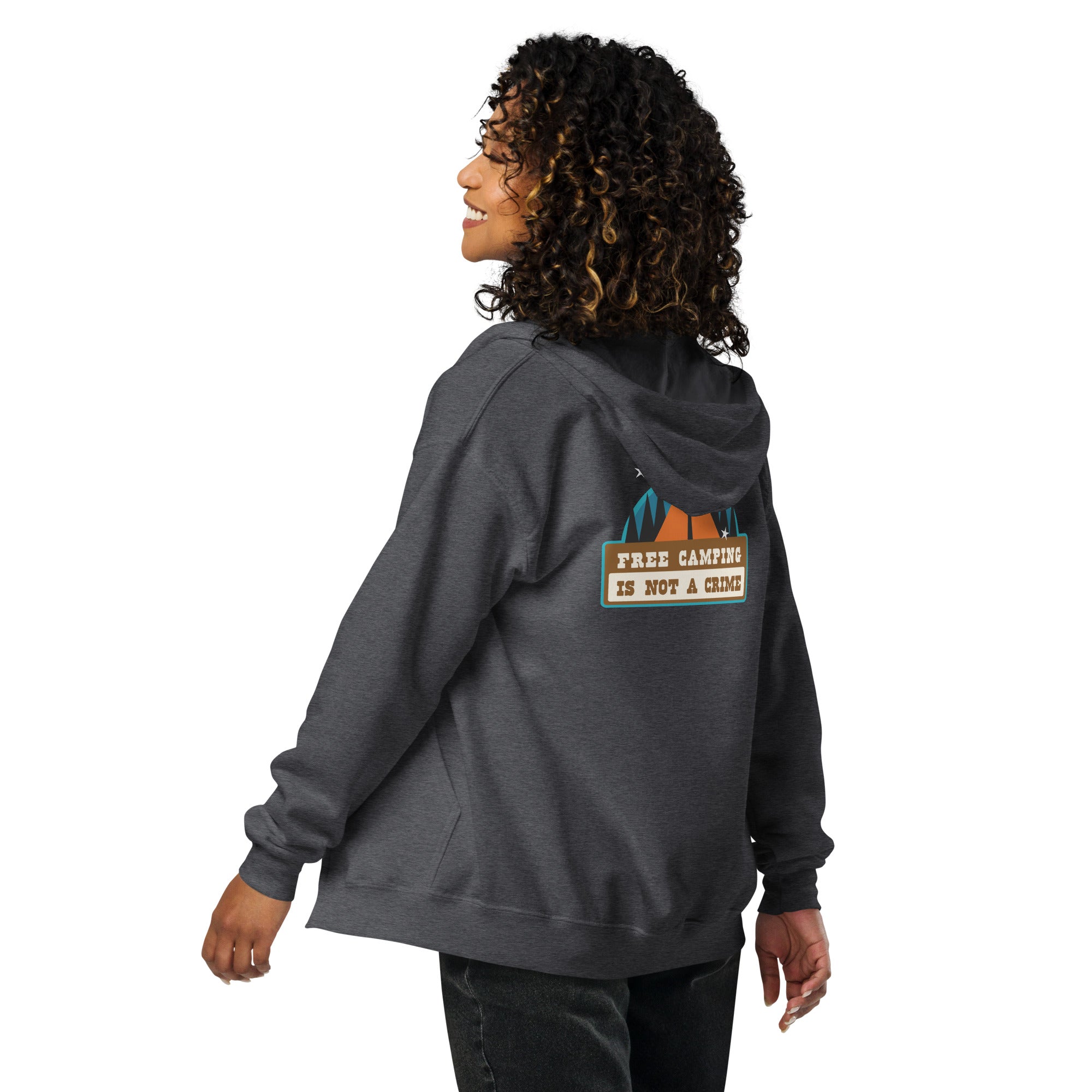 Unisex heavy blend zip hoodie Free camping is not a crime graphic