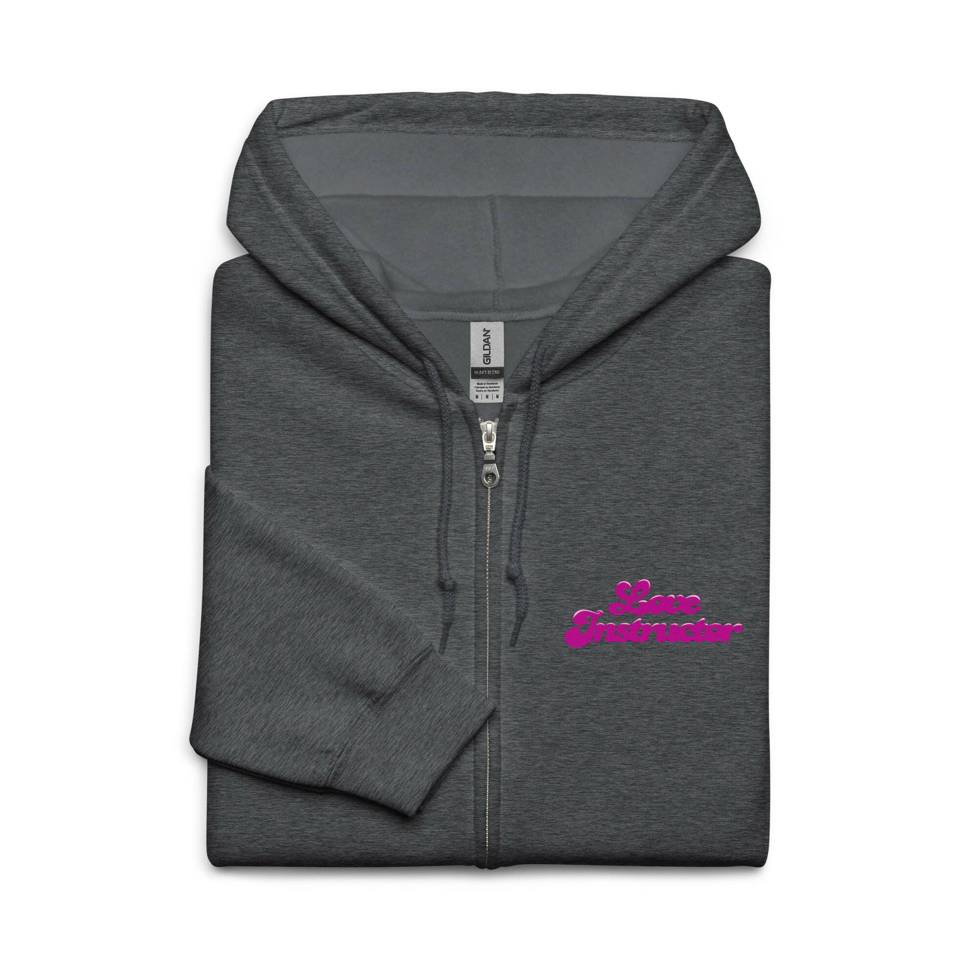 Unisex heavy blend zip hoodie Love Instructor First Lesson free (front & back)