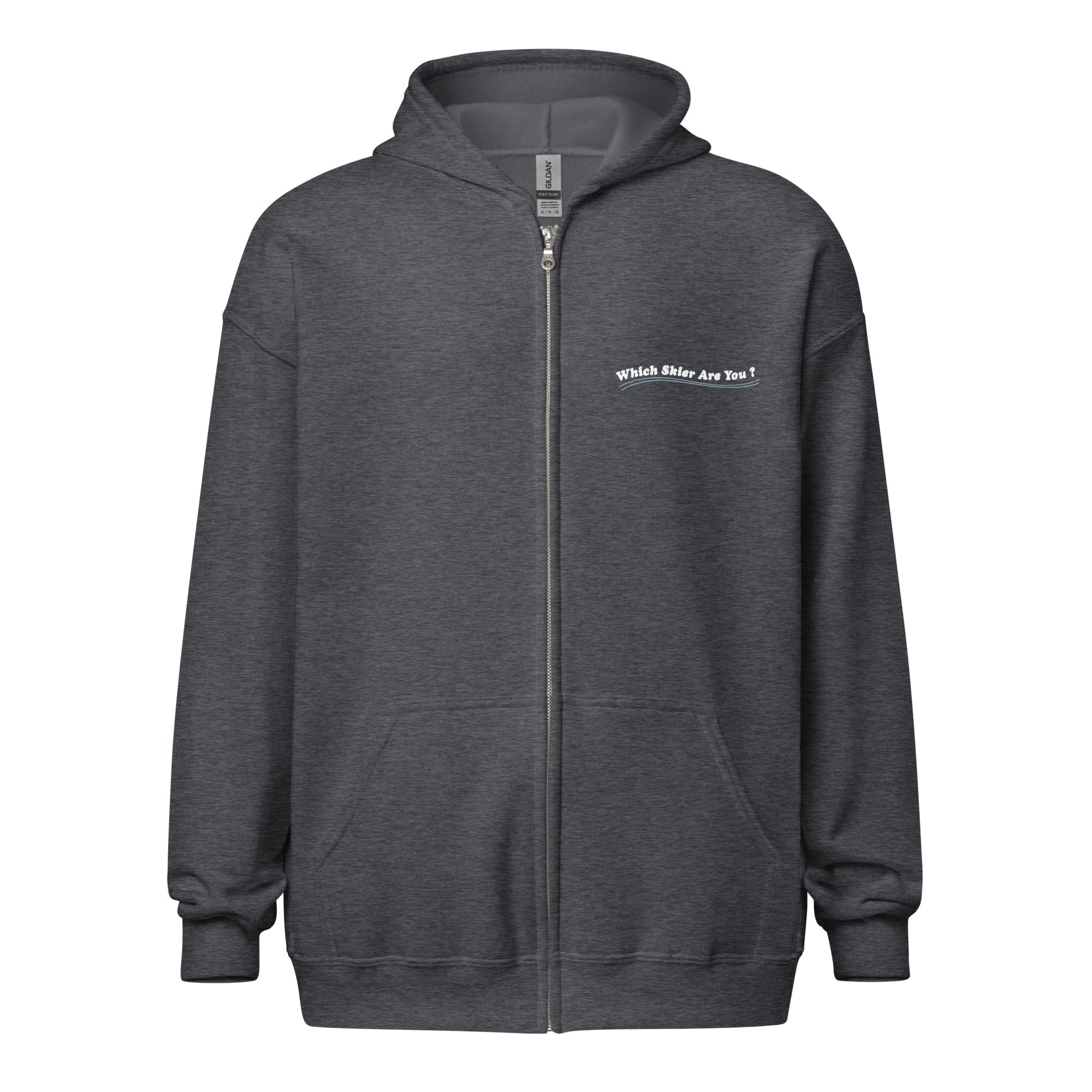 Unisex heavy blend zip hoodie Which skier are you? Love Instructor First Lesson free on dark colors (front & back)