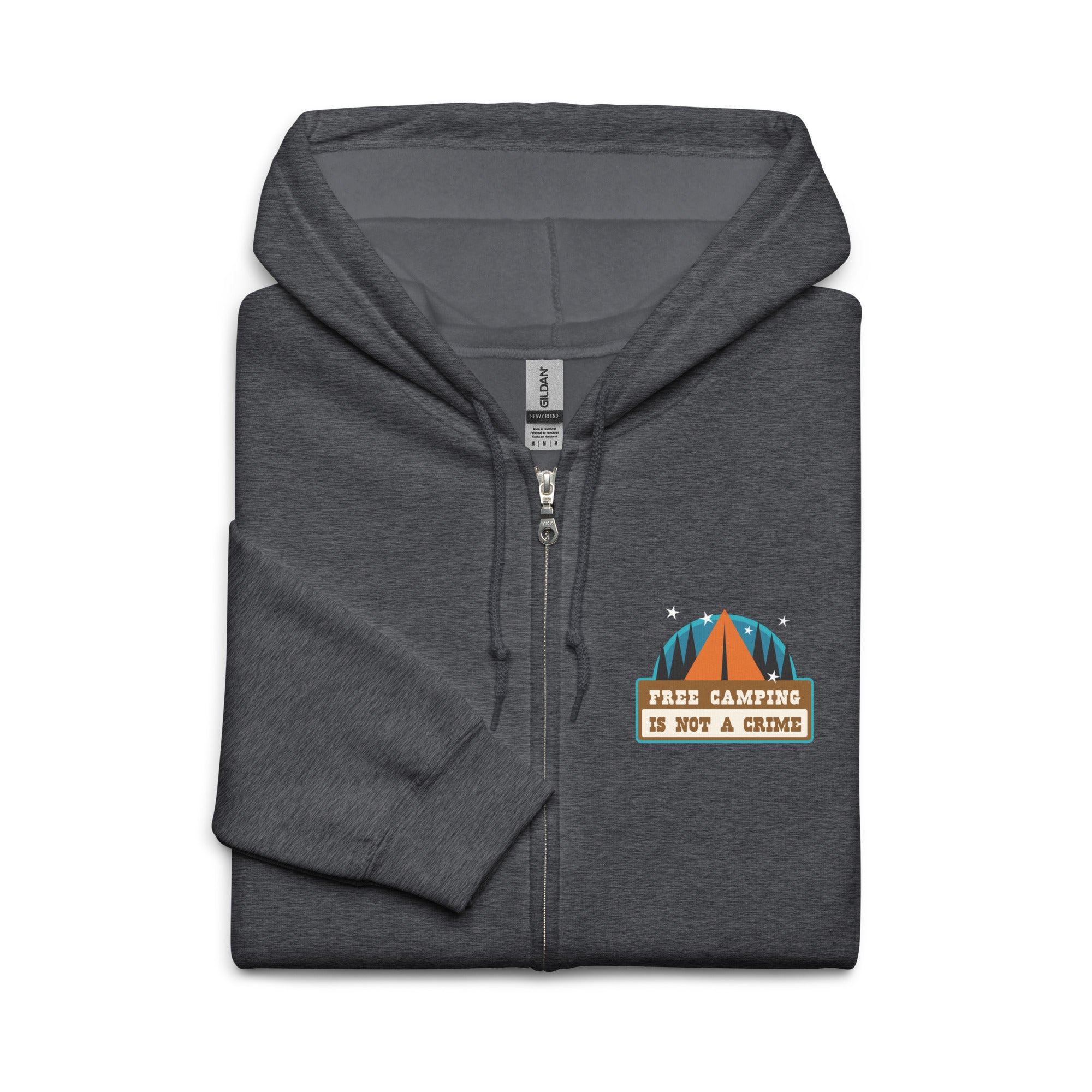 Unisex heavy blend zip hoodie Free camping is not a crime graphic