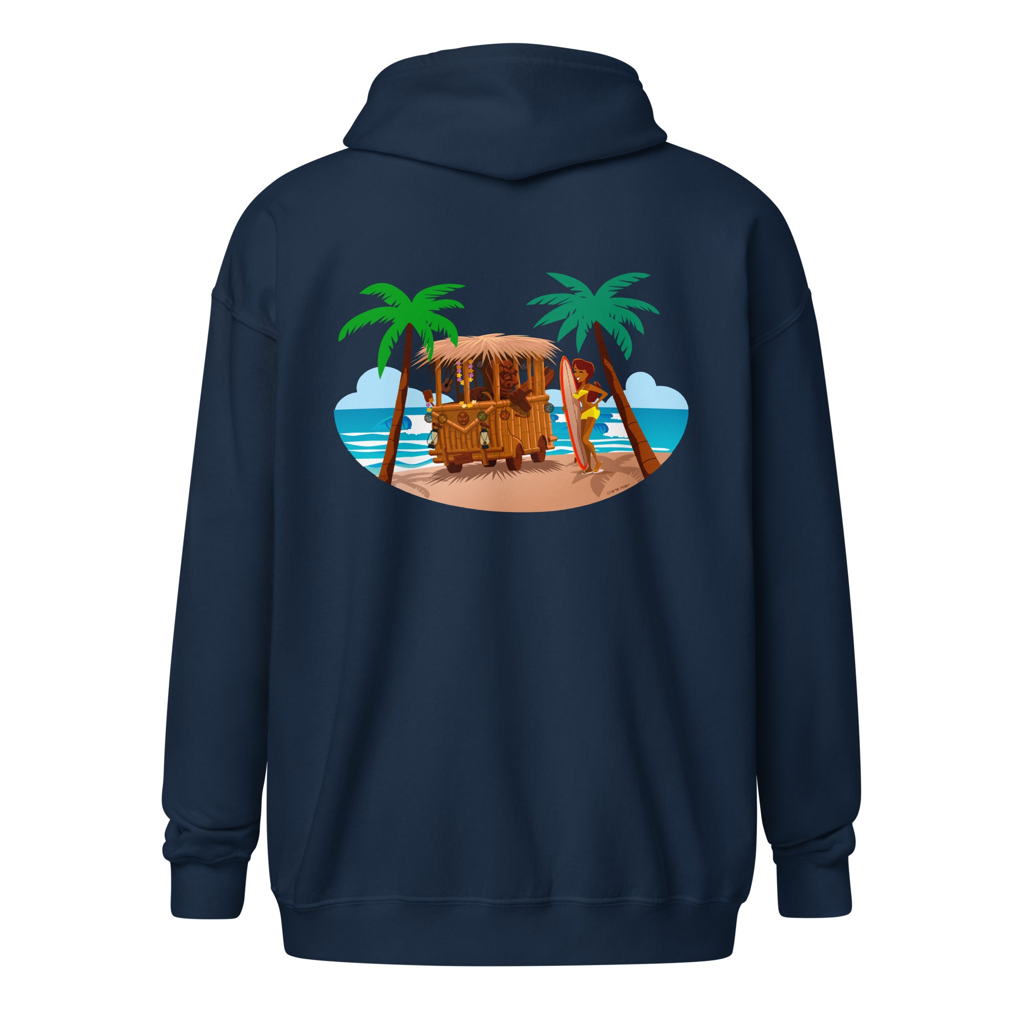 Unisex heavy blend zip hoodie Tiki Kombi (front & back)