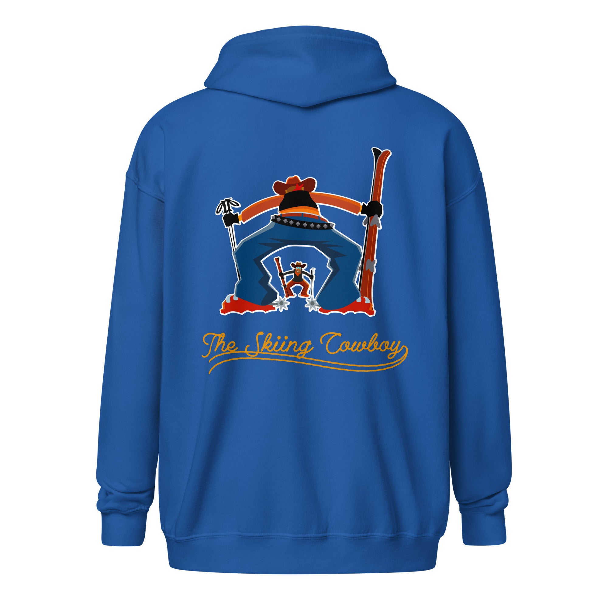 Unisex heavy blend zip hoodie Skiing Cowboy & Ski Duel Outline (front & back)