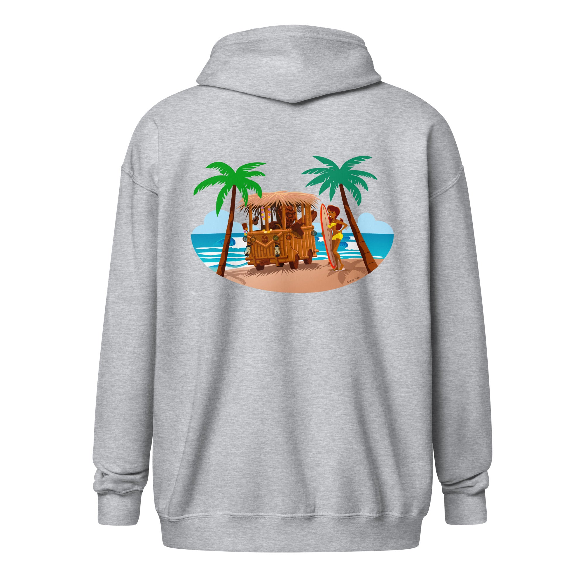 Unisex heavy blend zip hoodie Tiki Kombi (front & back)