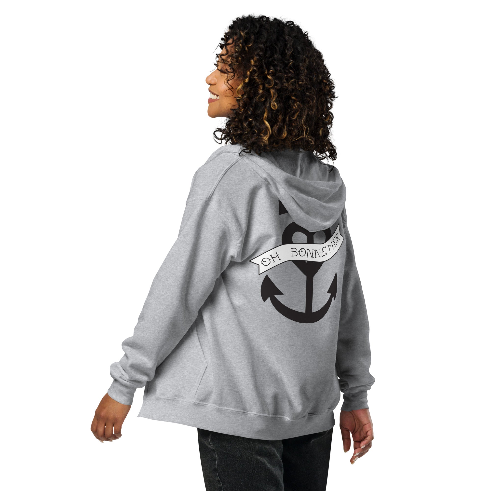 Unisex heavy blend zip hoodie Oh Bonne Mer 1 (front & back)