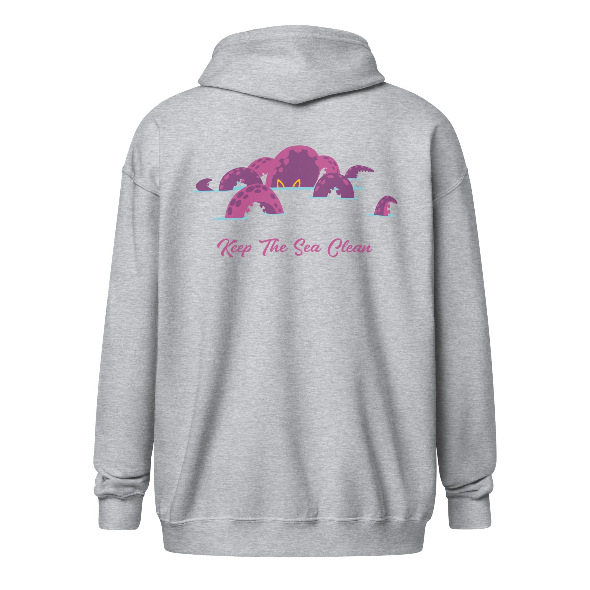 Sweat à capuche épais unisexe à fermeture éclair Octopus Purple (face & dos)