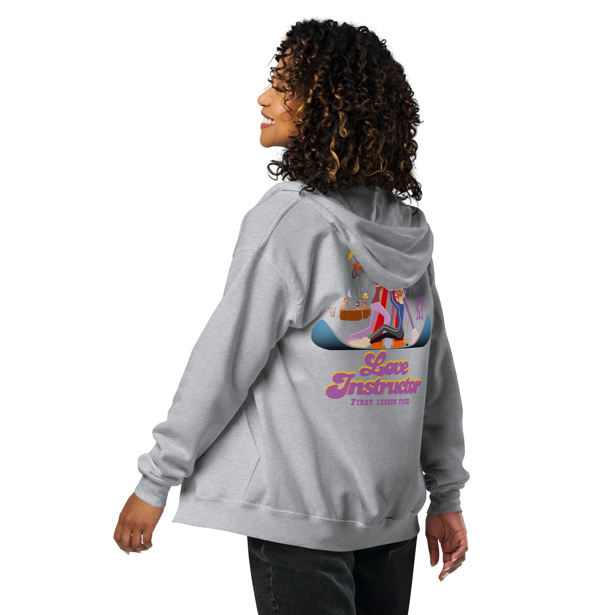 Unisex heavy blend zip hoodie Which skier are you? Love Instructor First Lesson free on light colors (front & back)