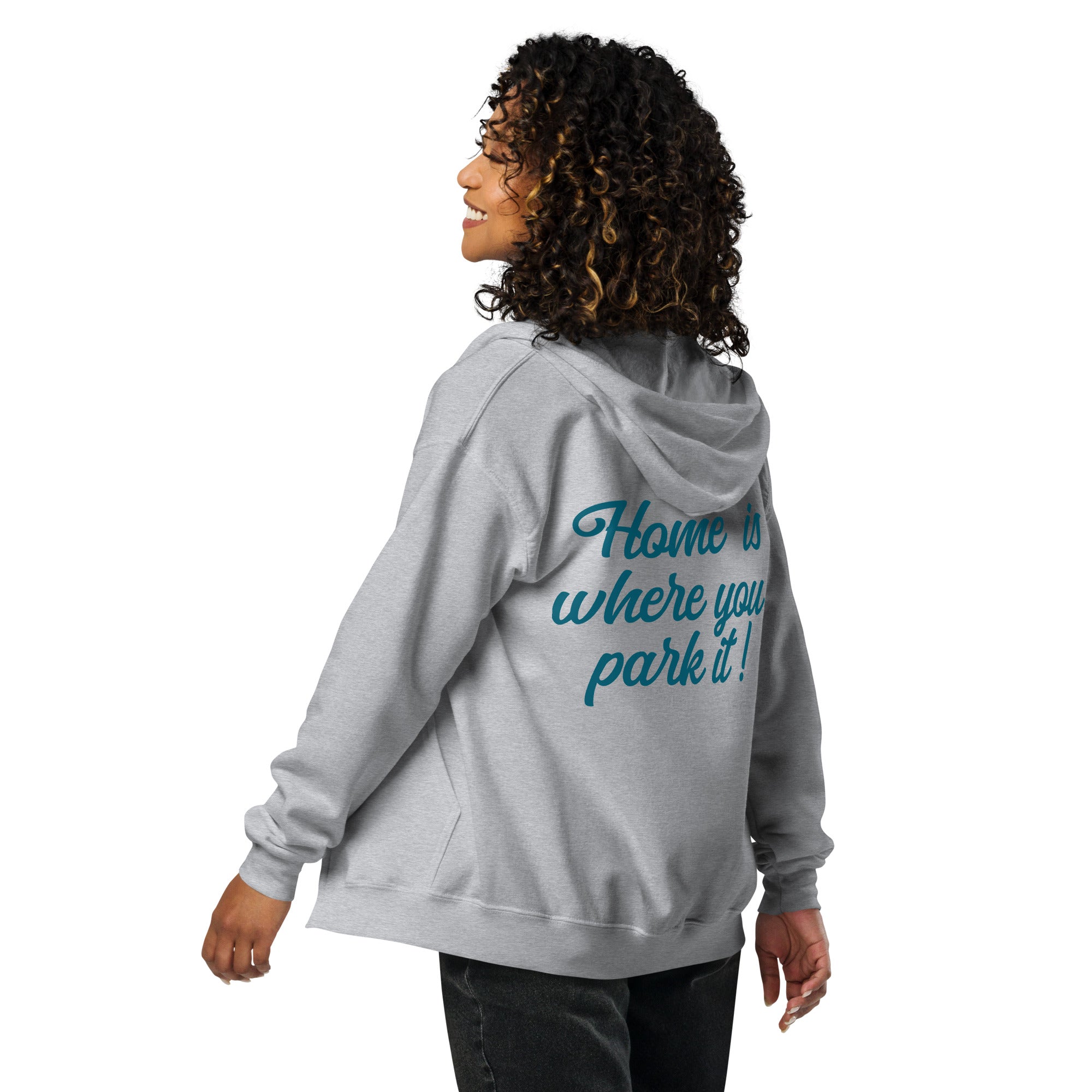 Unisex heavy blend zip hoodie Blue Surf Combi Home is where you park it