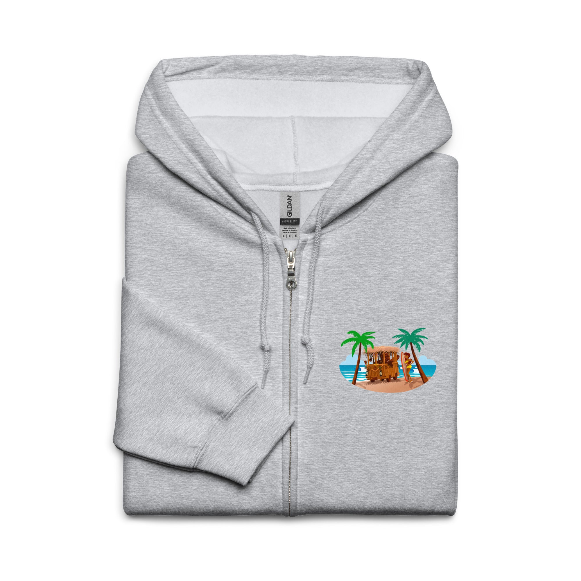 Unisex heavy blend zip hoodie Tiki Kombi (front & back)