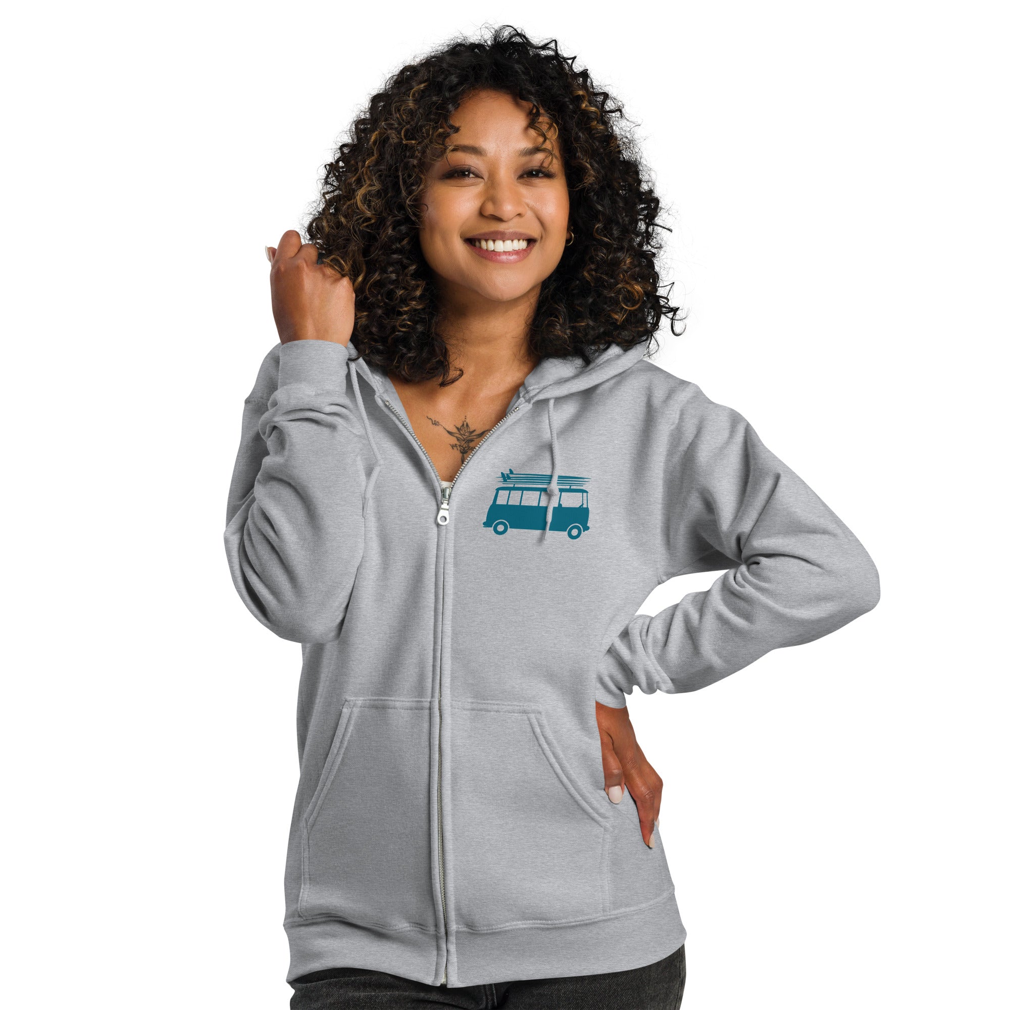 Unisex heavy blend zip hoodie Blue Surf Combi Home is where you park it