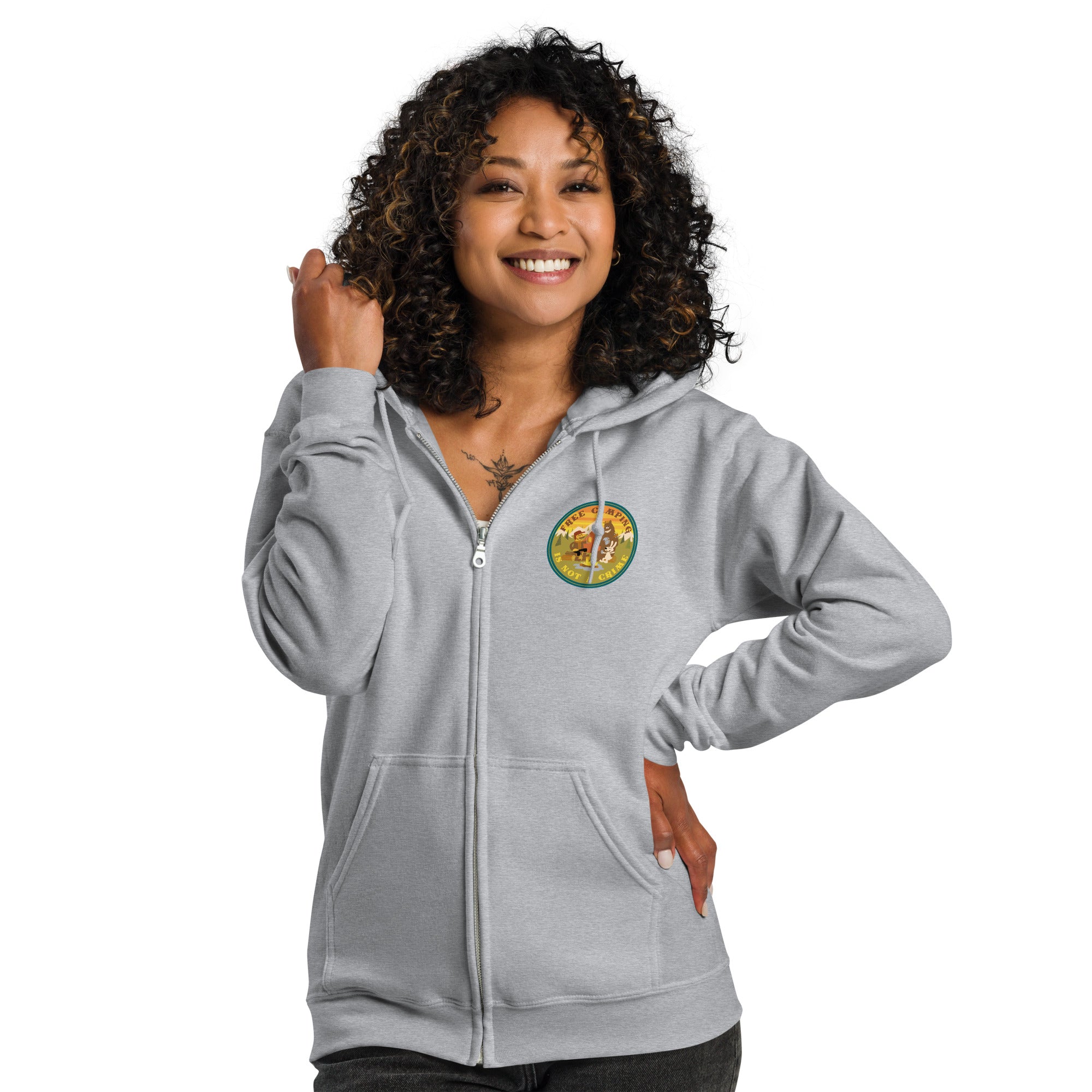 Unisex heavy blend zip hoodie Free camping is not a crime