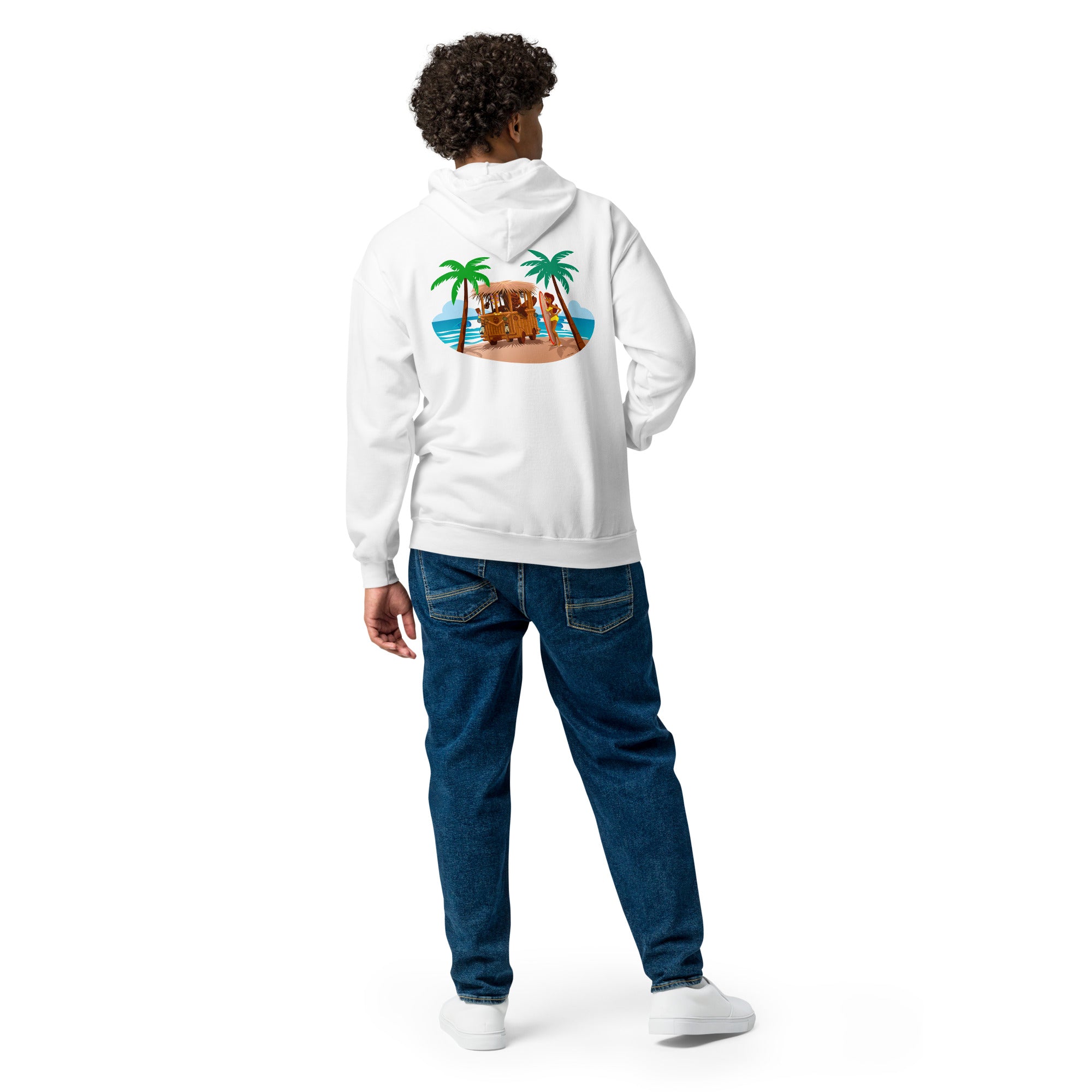 Unisex heavy blend zip hoodie Tiki Kombi (front & back)