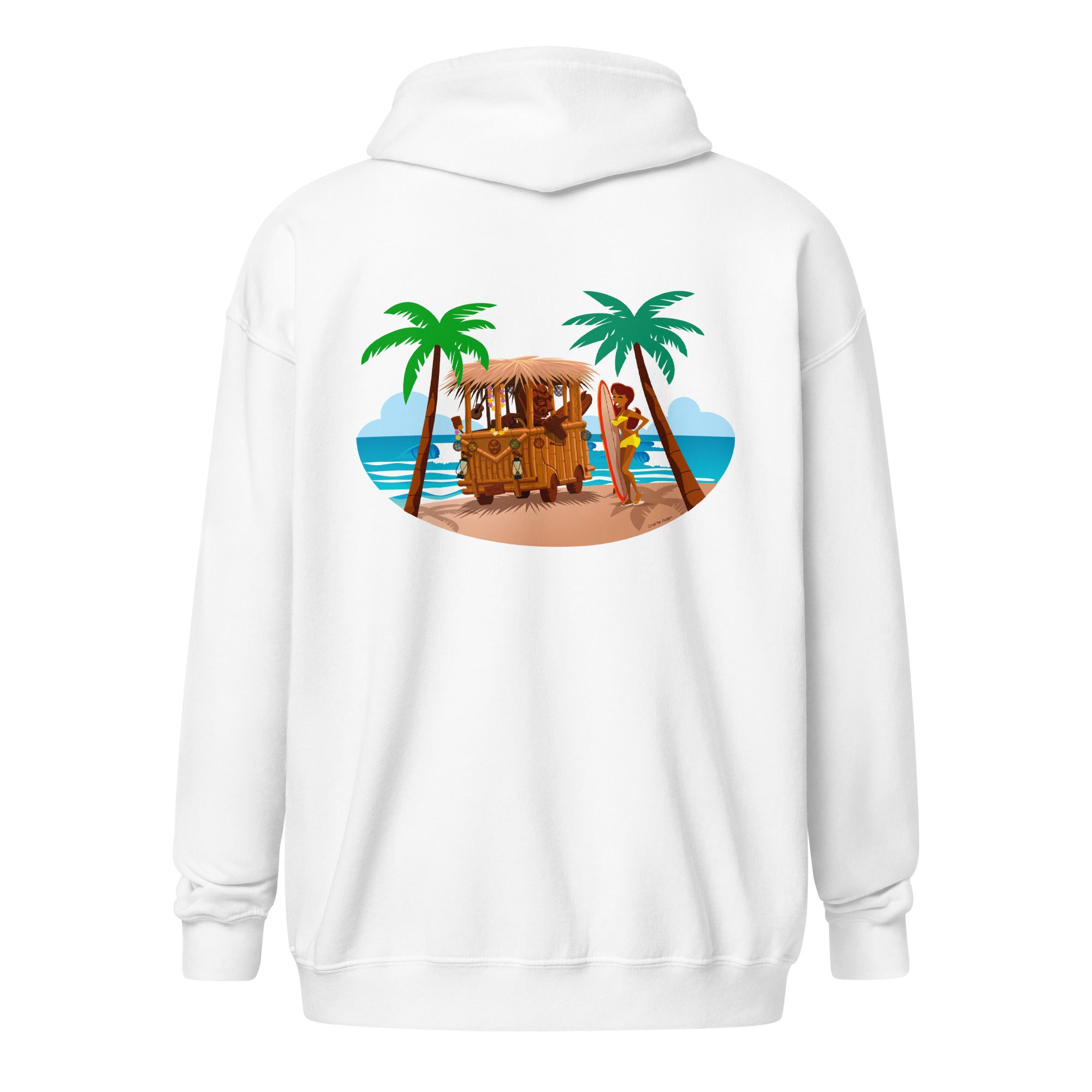 Unisex heavy blend zip hoodie Tiki Kombi (front & back)