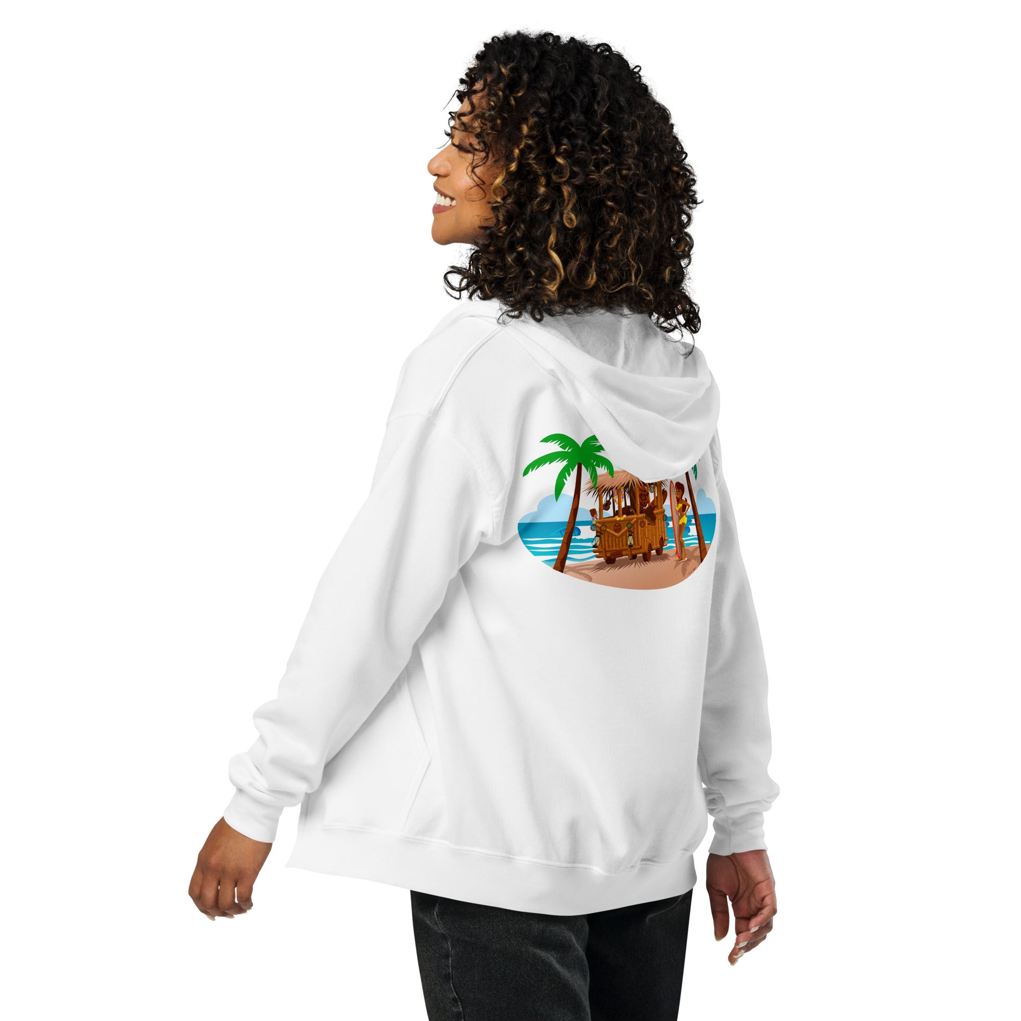 Unisex heavy blend zip hoodie Tiki Kombi (front & back)