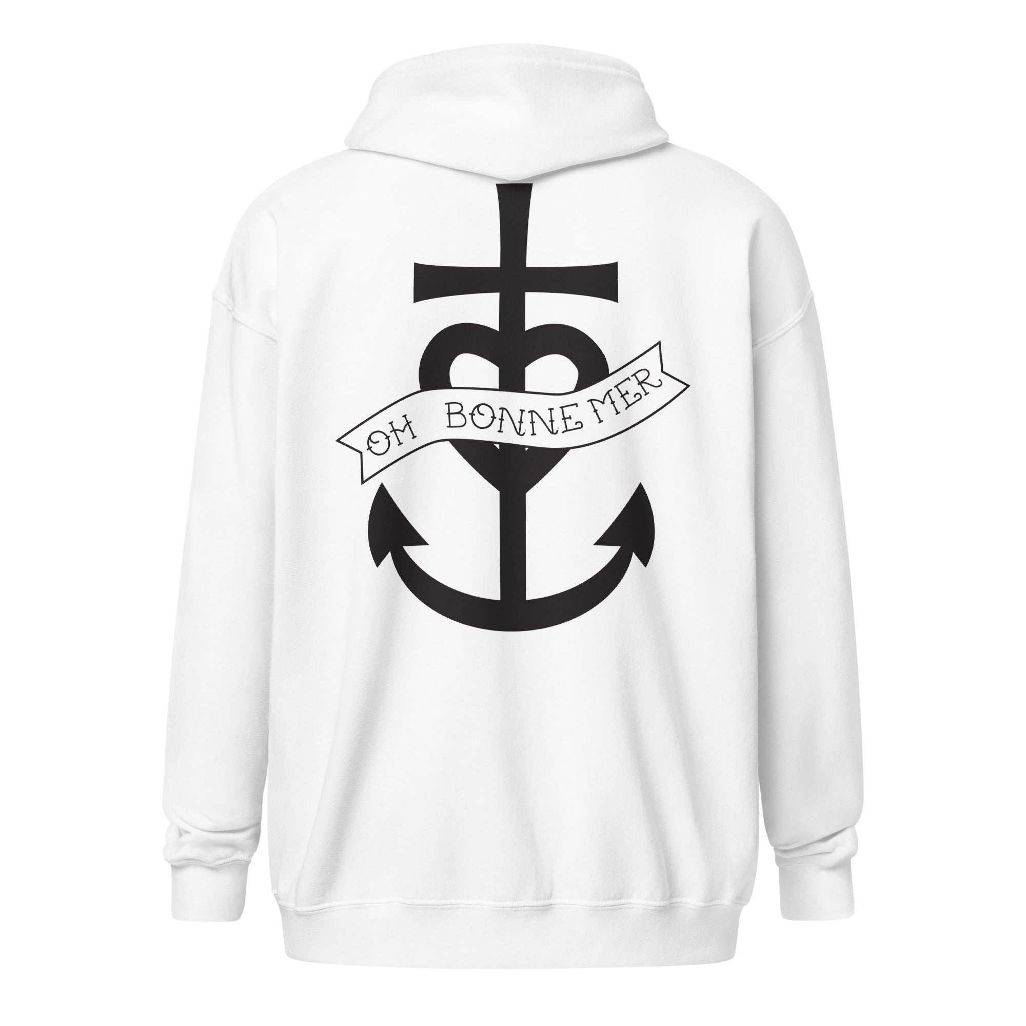 Unisex heavy blend zip hoodie Oh Bonne Mer 1 (front & back)