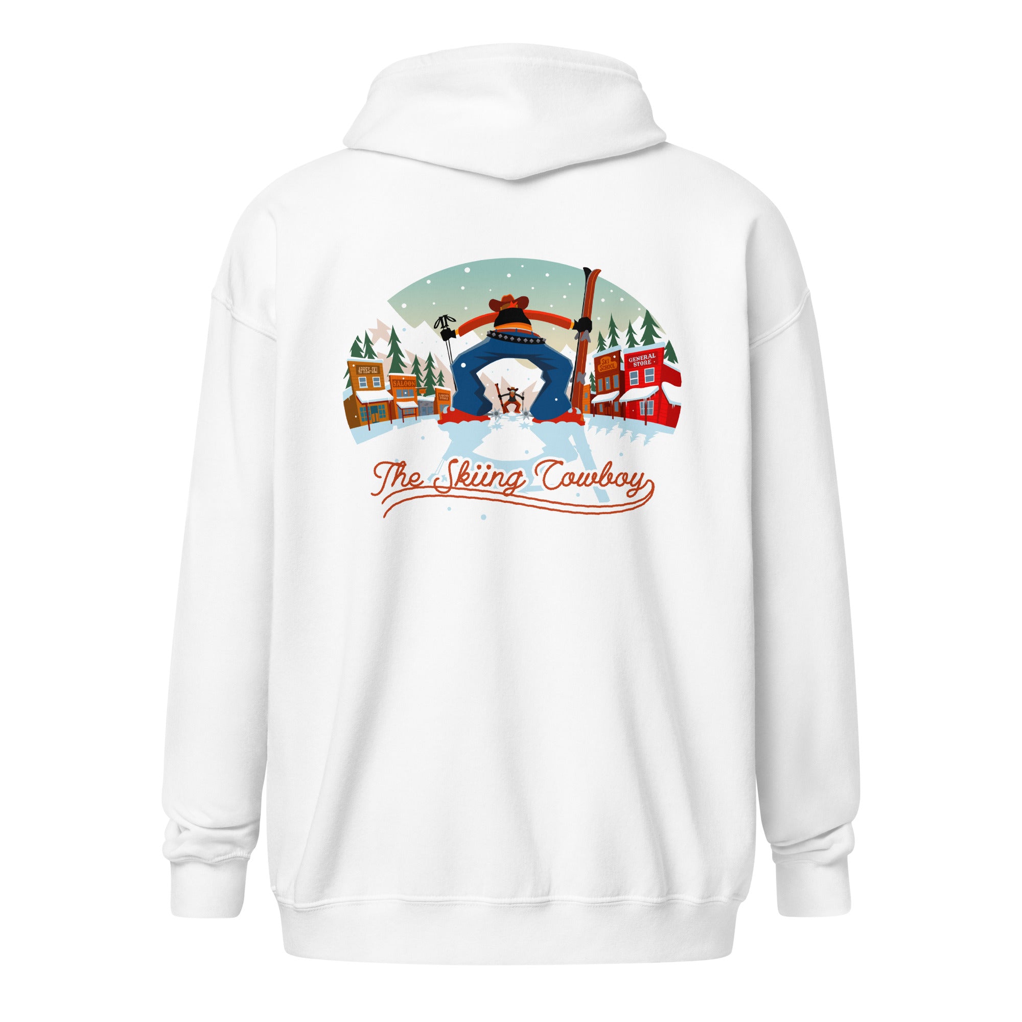 Unisex heavy blend zip hoodie Skiing Duel (front & back)