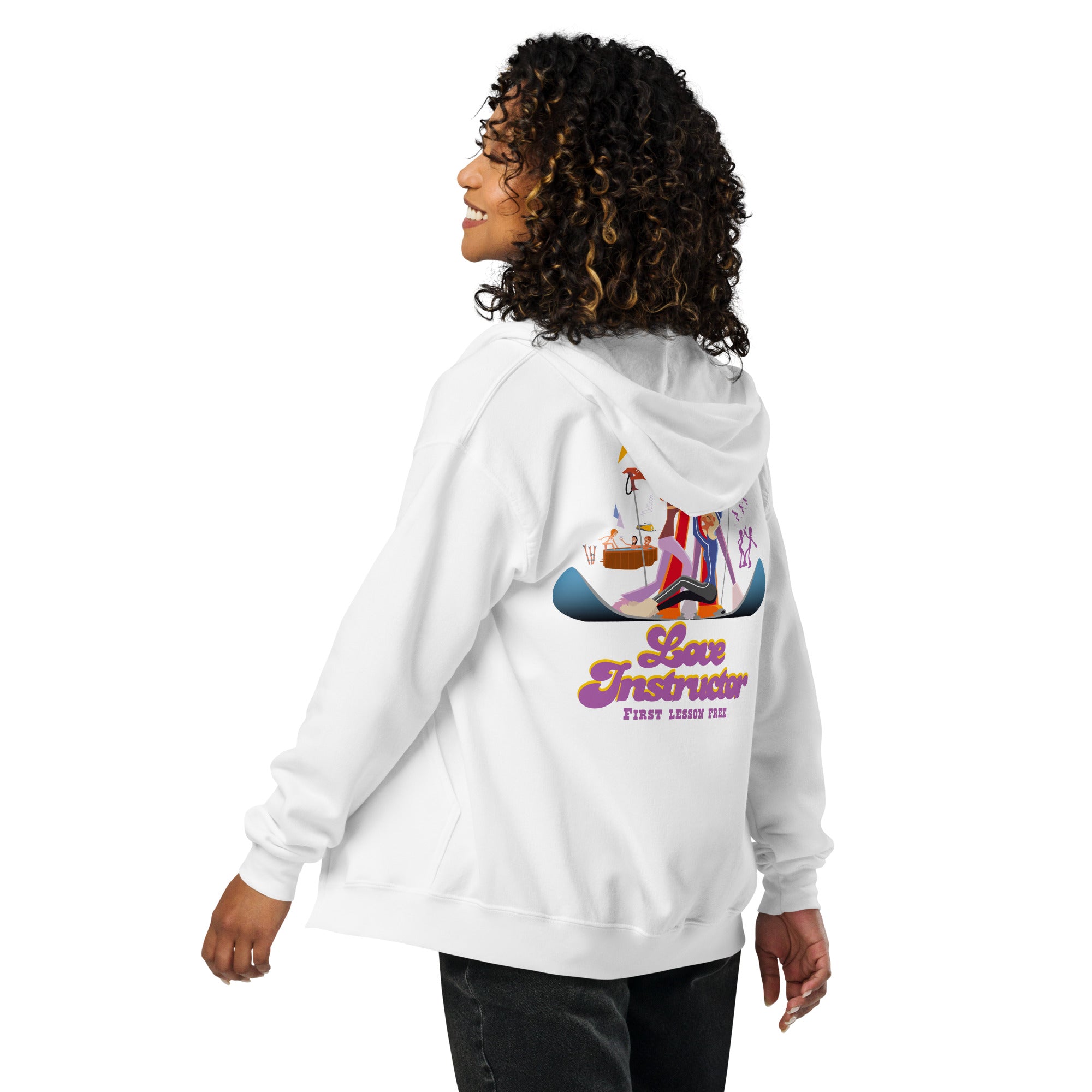 Unisex heavy blend zip hoodie Which skier are you? Love Instructor First Lesson free on light colors (front & back)